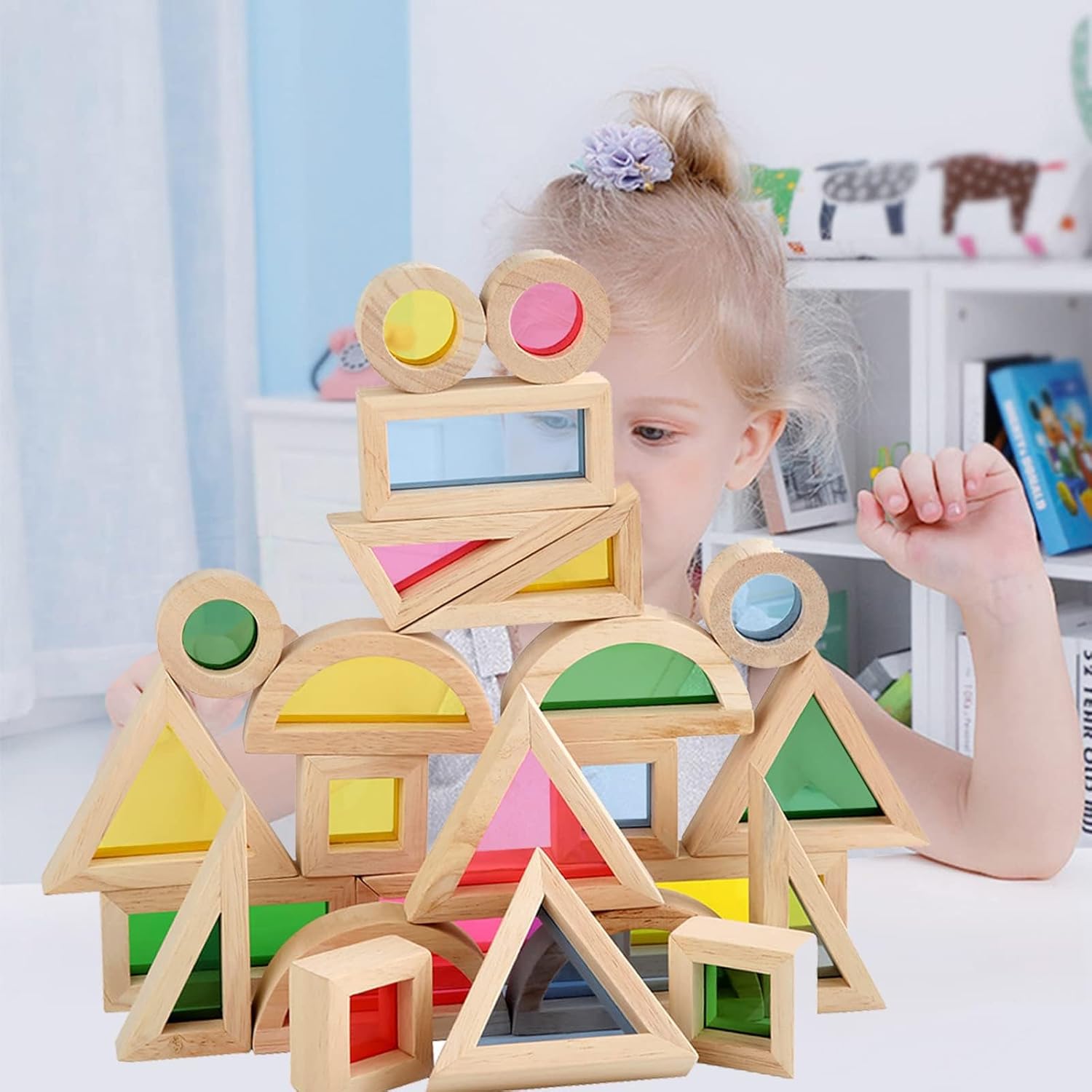 Agirlgle Rainbow Stacking Blocks Set 24 Pcs