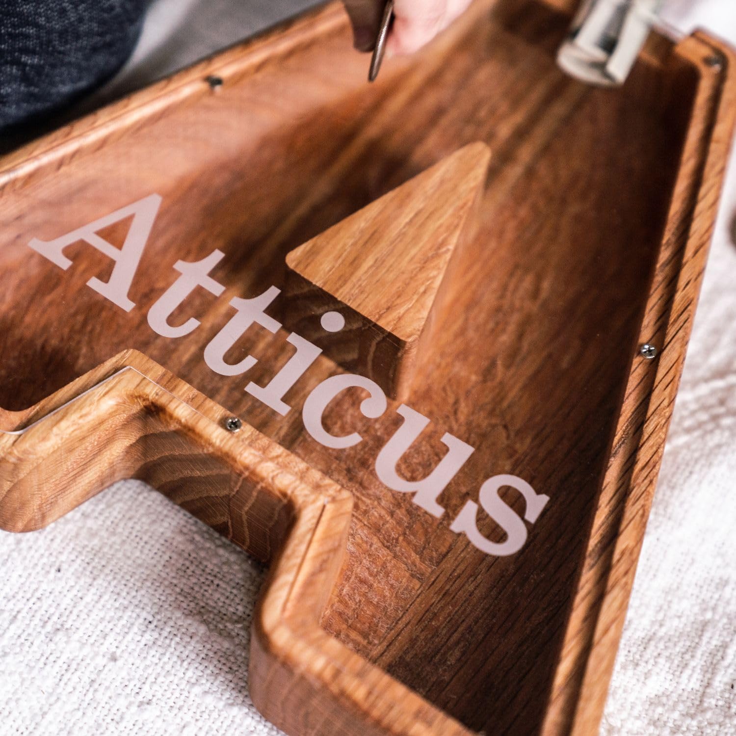 Personalized Wooden Letter Piggy Bank for Kids