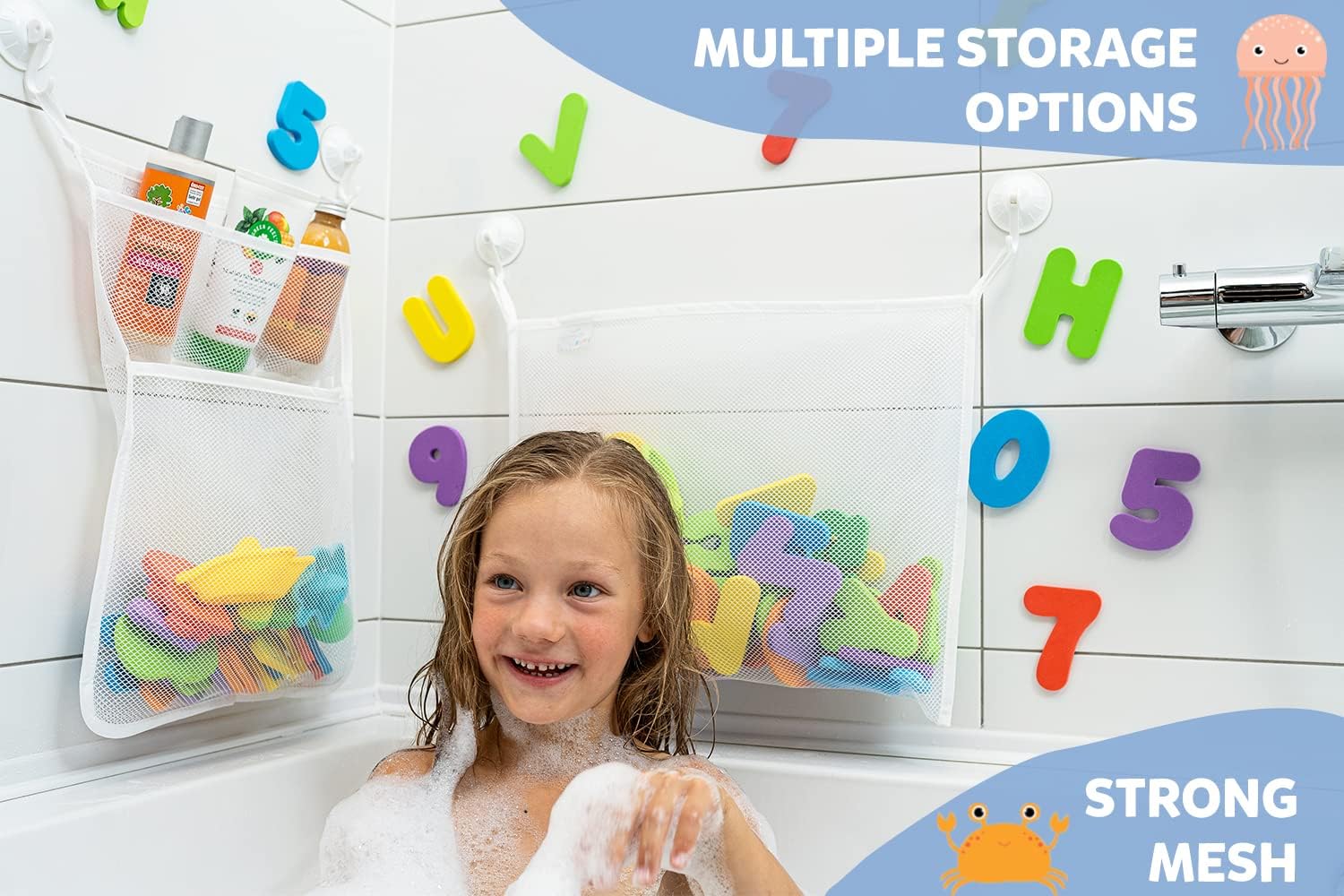 Comfylife 2-Pack Mesh Bath Toy Organizer with 8 Strong Hooks