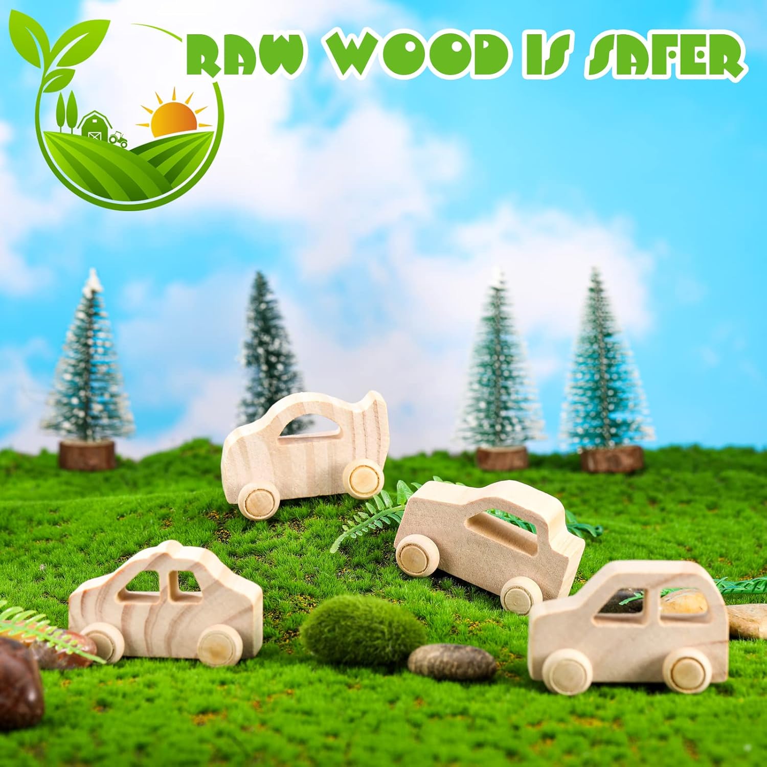 Chivao 24 Piece Wooden Car DIY Kit for Kids