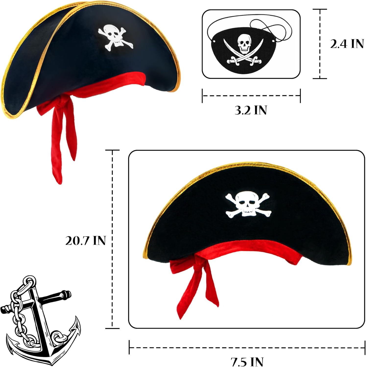 D-Fokes Pirate Captain Costume Cap with Eye Patch