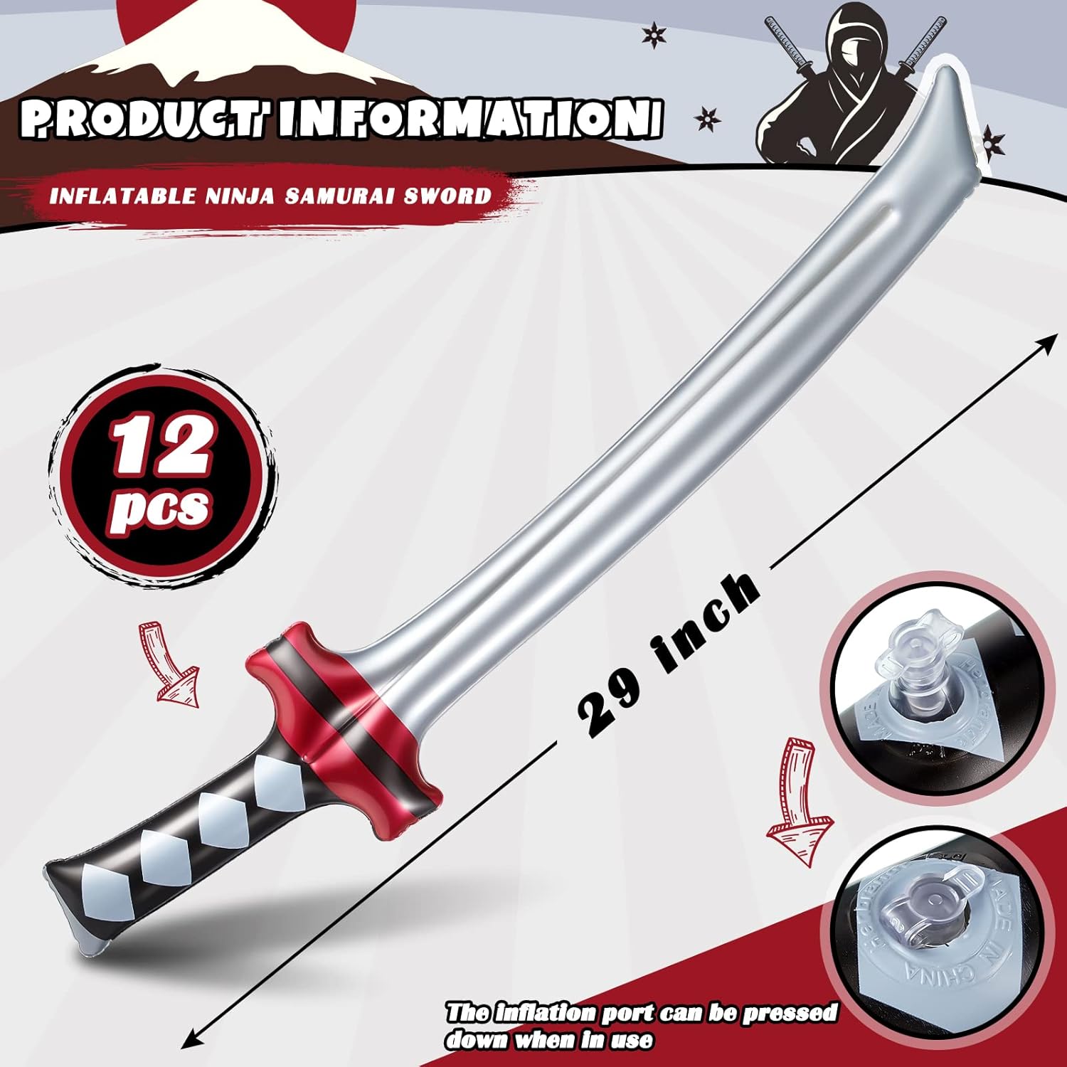 Deekin 12 Pcs Inflatable Samurai Sword Set