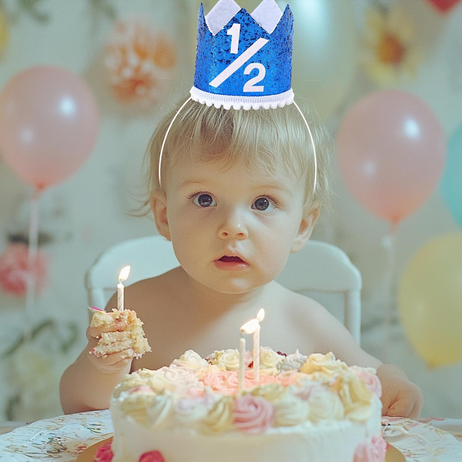Alainzeo Half Birthday Party Crown for Baby