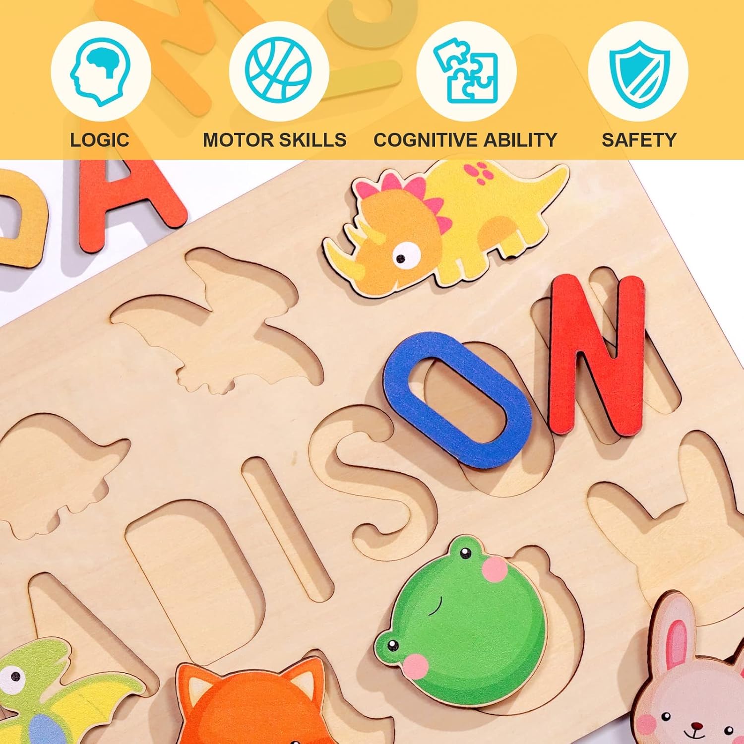Personalized Name Puzzle for Kids Wooden Puzzle with Engraved Text