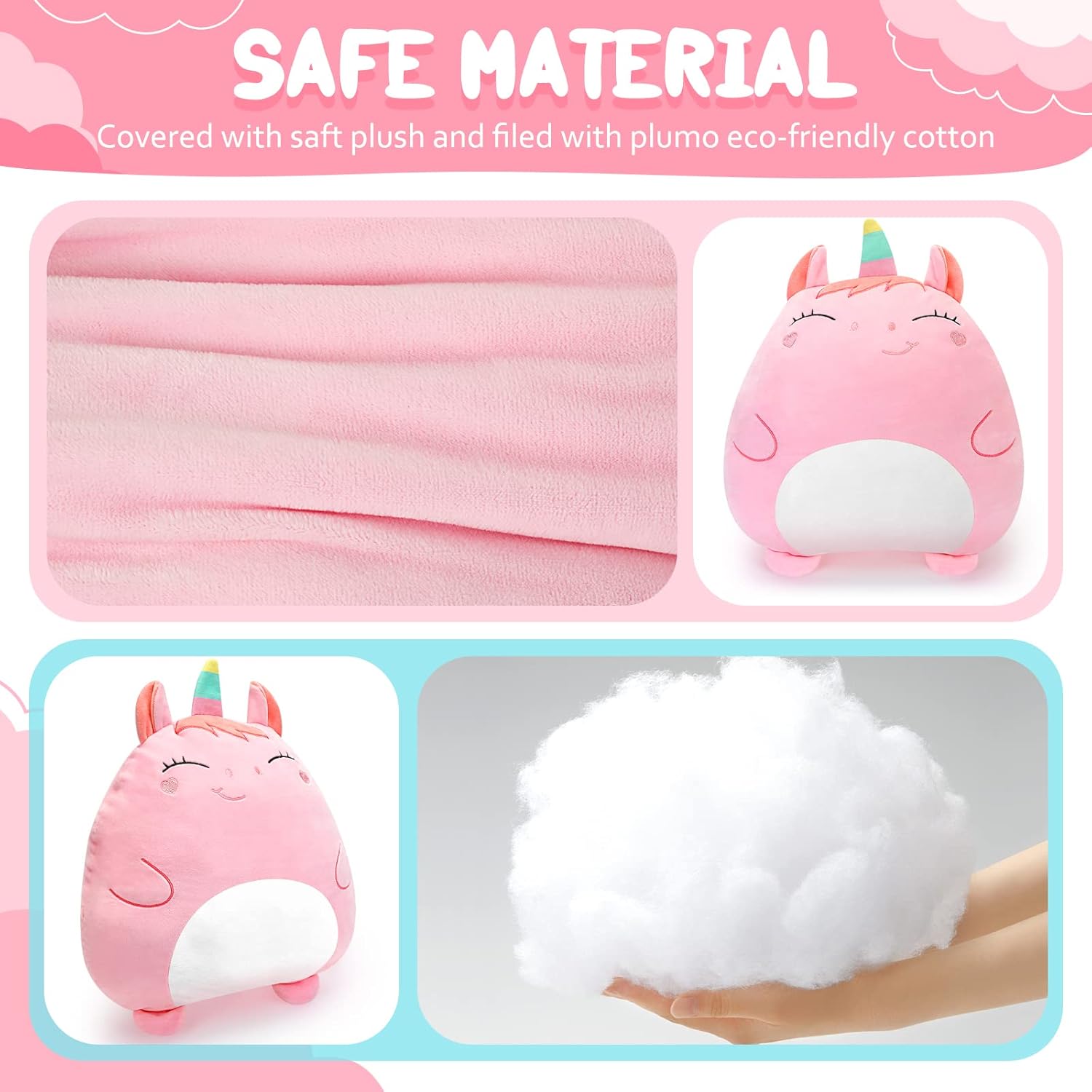 LAFTO 16inch Pink Plush Animal Toy Pillow