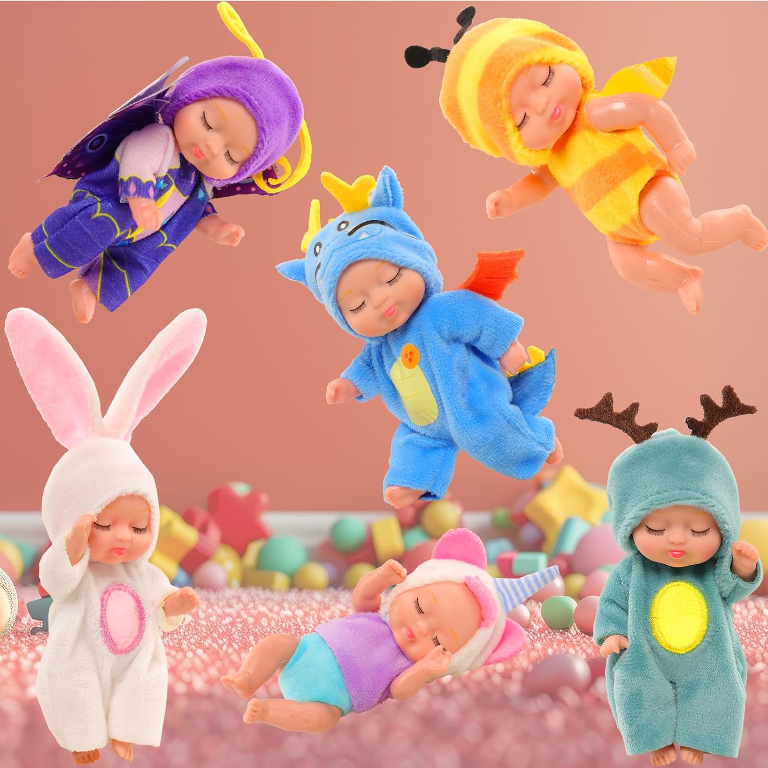 4 Inch Mini Baby Dolls 6pcs Set Realistic Reborn Toys