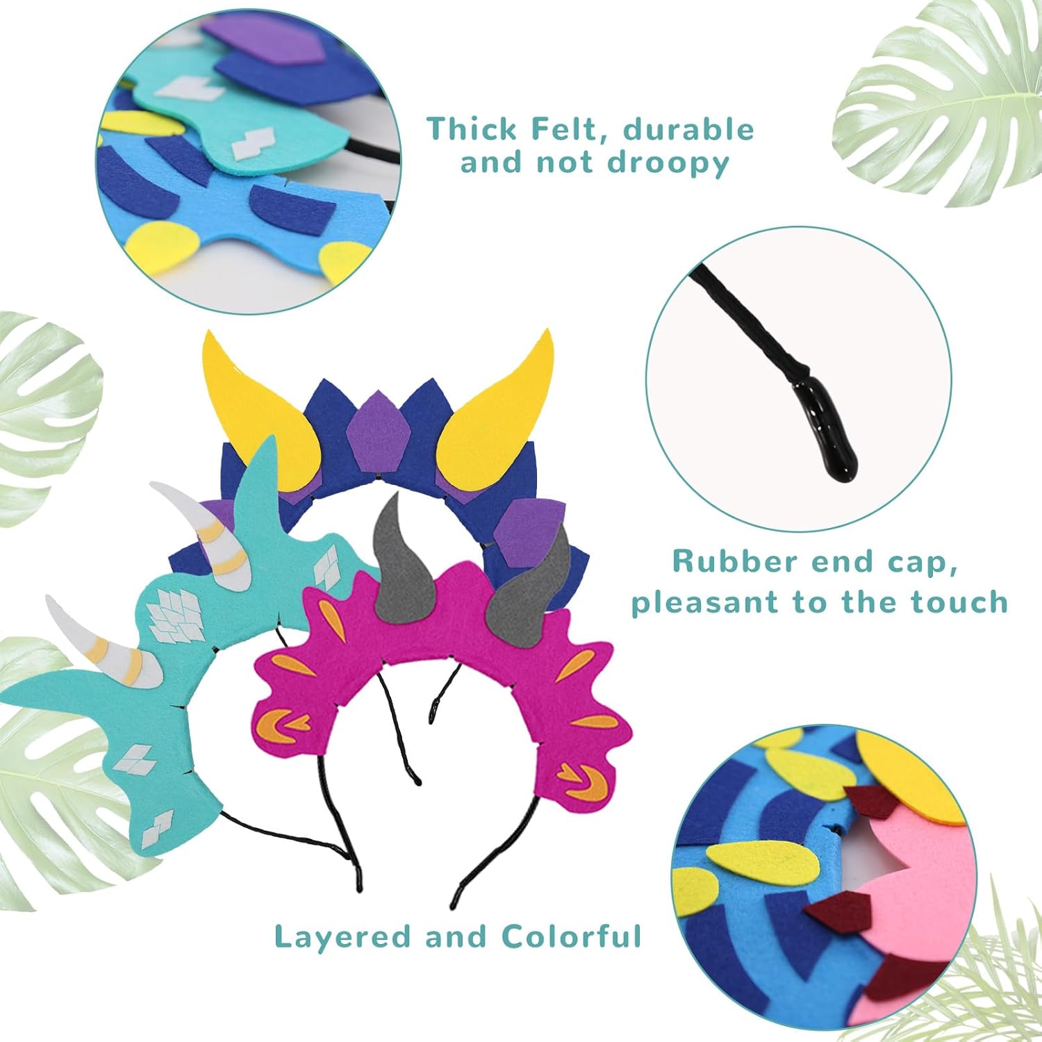 Flying Childhood 12Pack Dinosaur Dragon Headbands for Kids Halloween Party