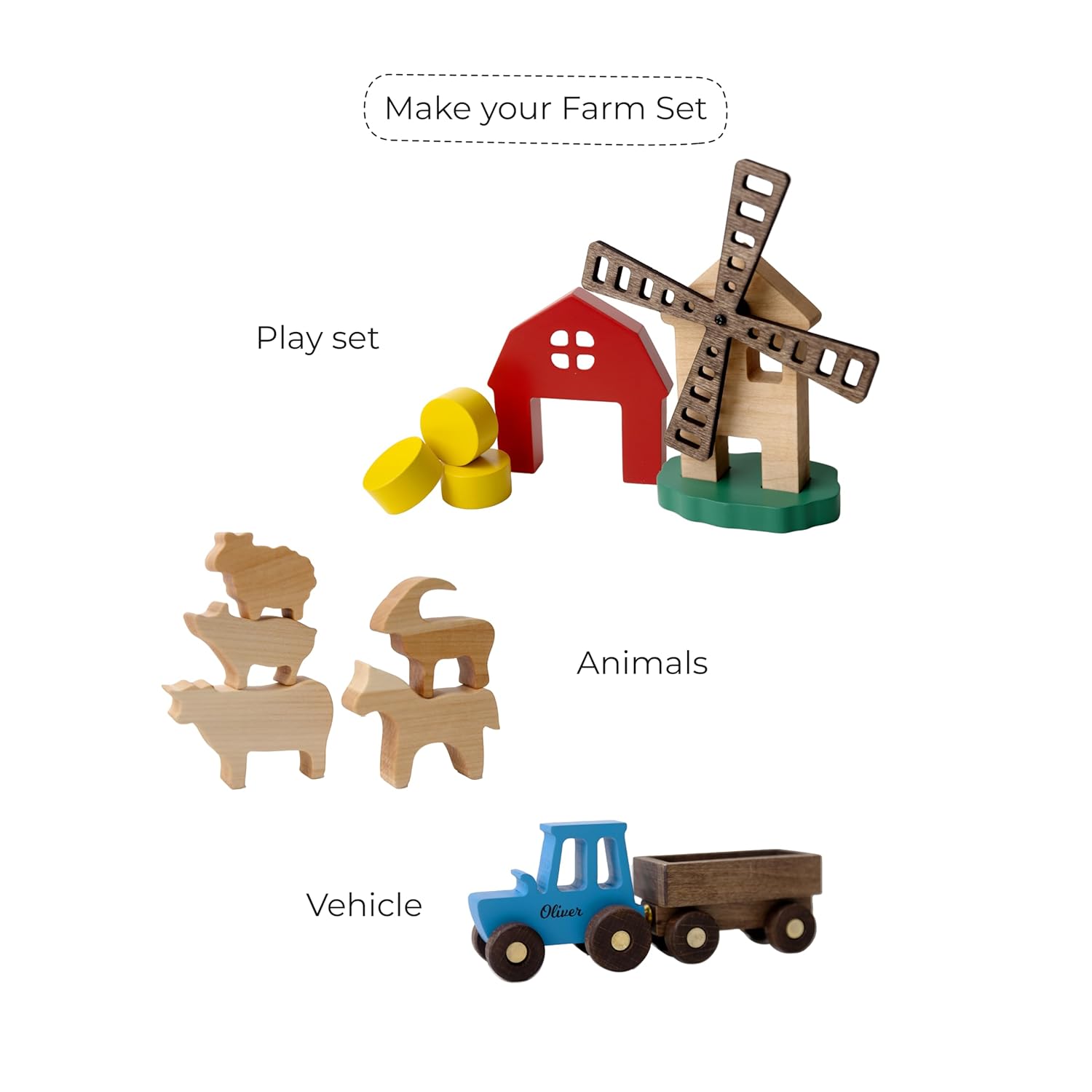 Personalized Wooden Tractor With Name For Kids