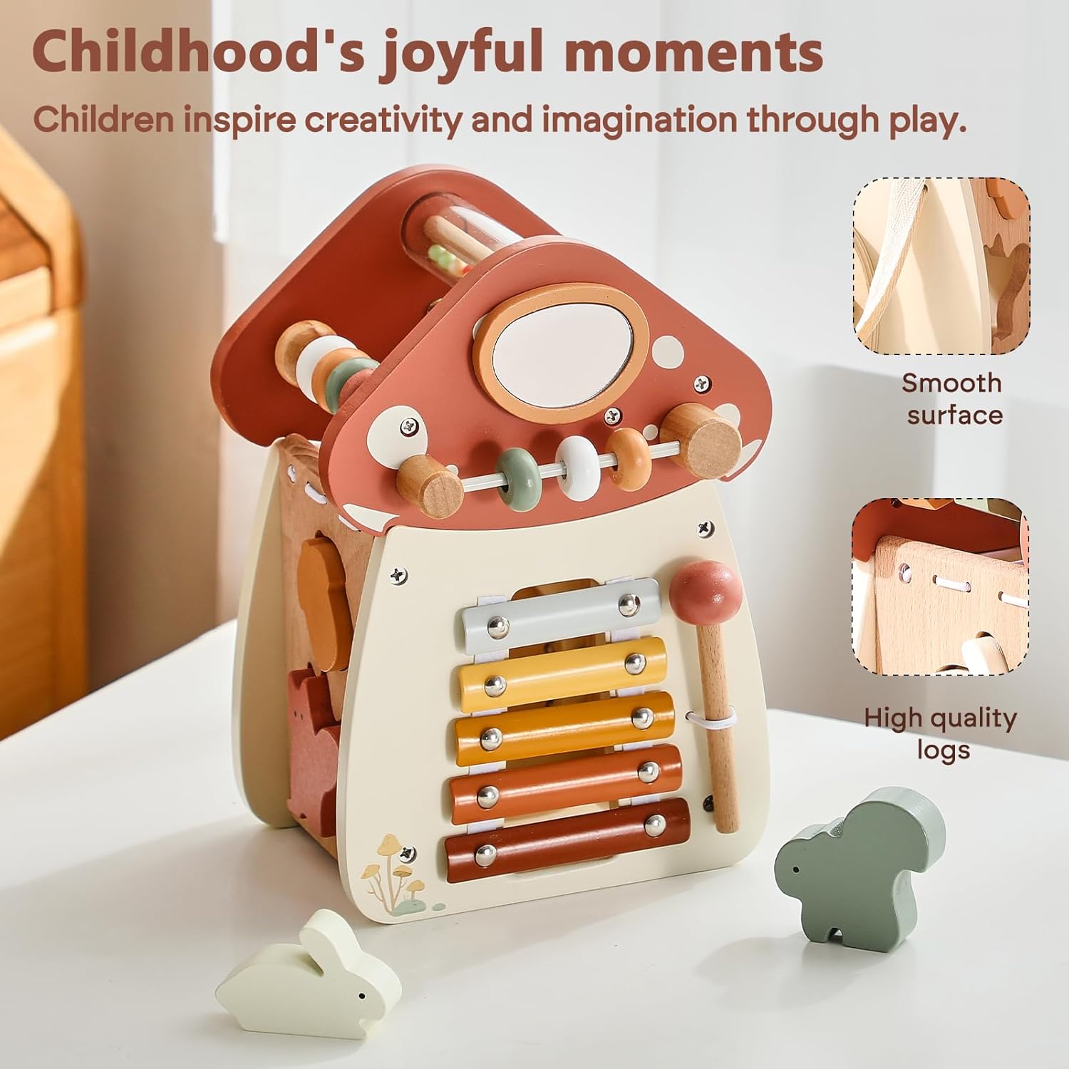 8 in 1 Wooden Activity Cube for Baby and Toddler