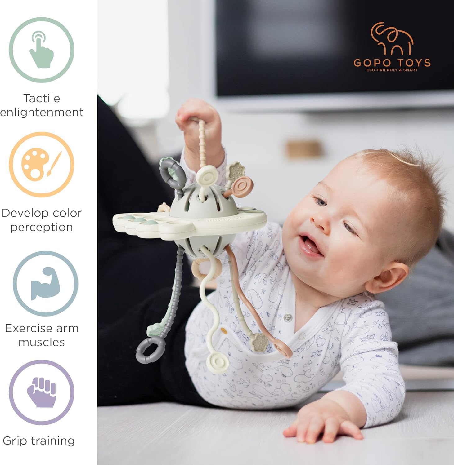 GOPO TOYS Pull String Silicone Activity Toy for 18 Months