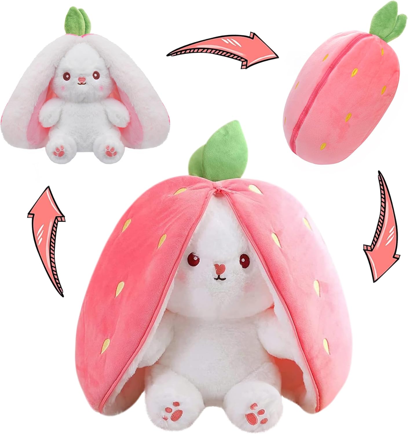 MIAODAM Reversible Cuddle Bunny Plush Toy