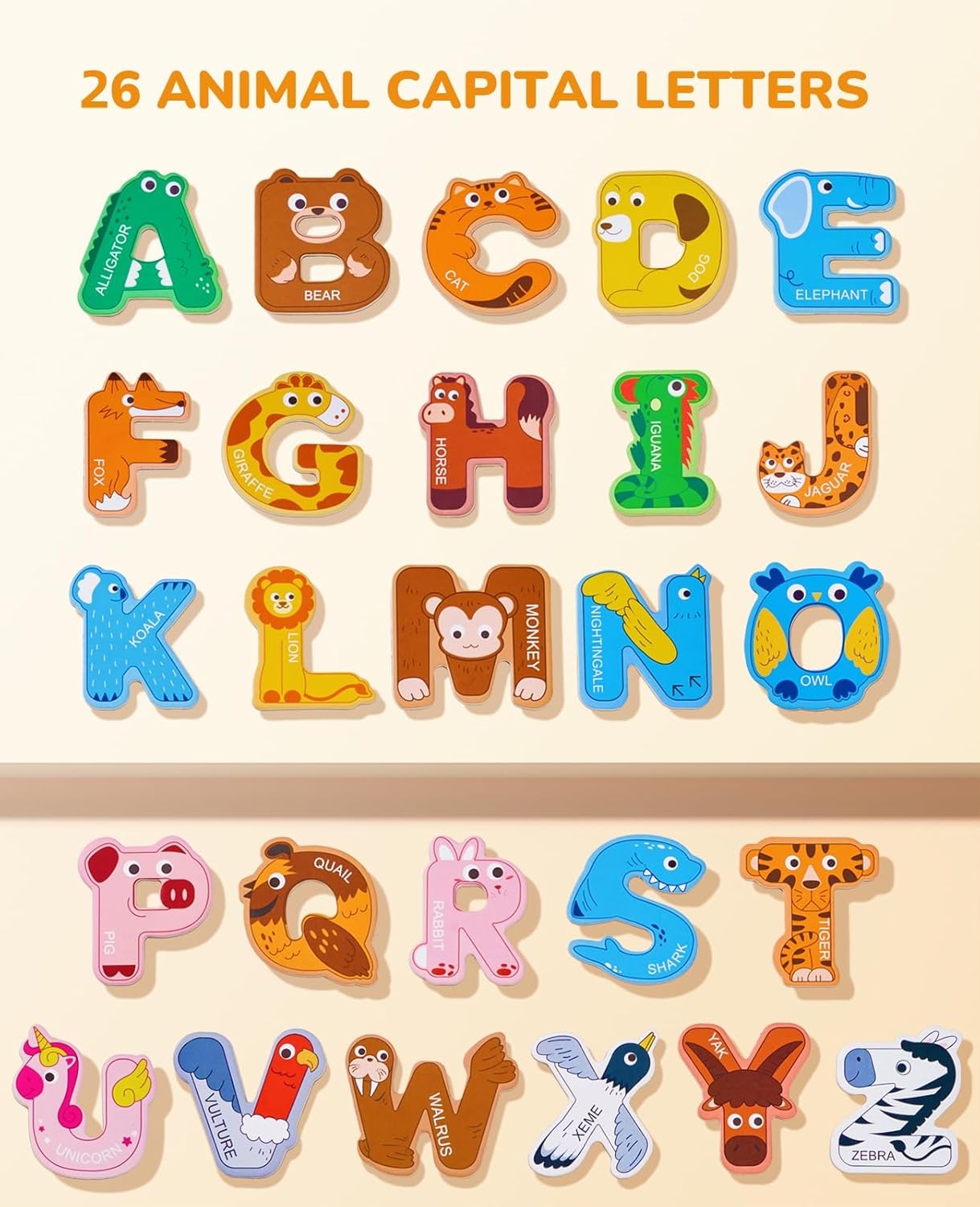 JoyCat Wooden Alphabet Magnets for Toddlers 1