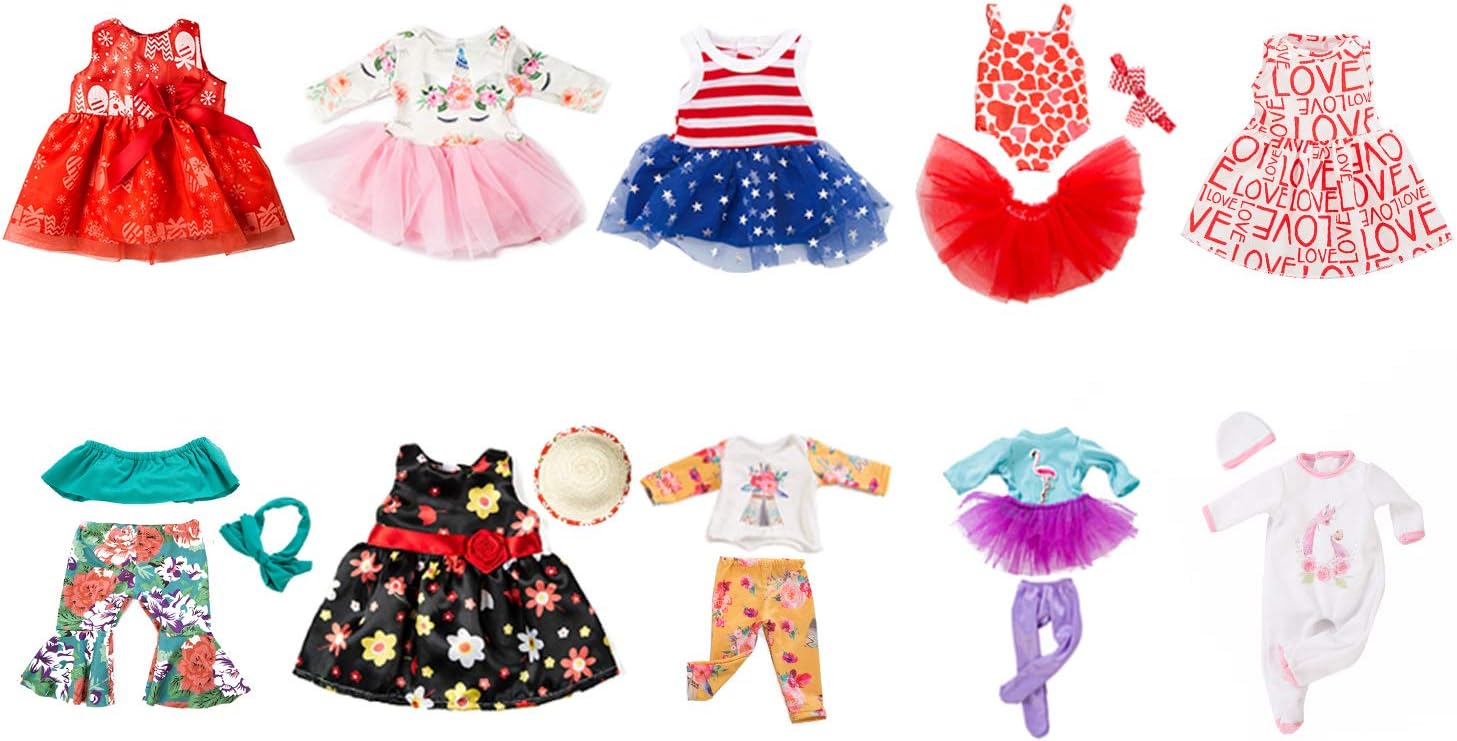 ZQDOLL 19 Pcs 18 Inch Doll Clothes Accessories