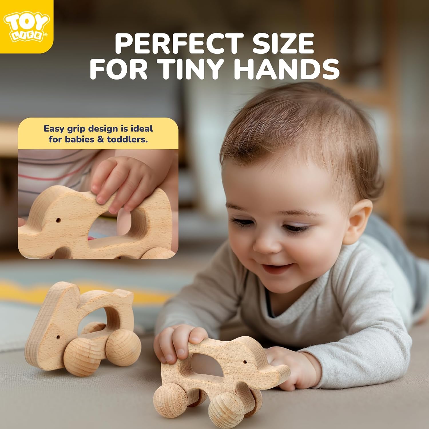 TOY Life Wooden Animal Cars for 0-12 Months