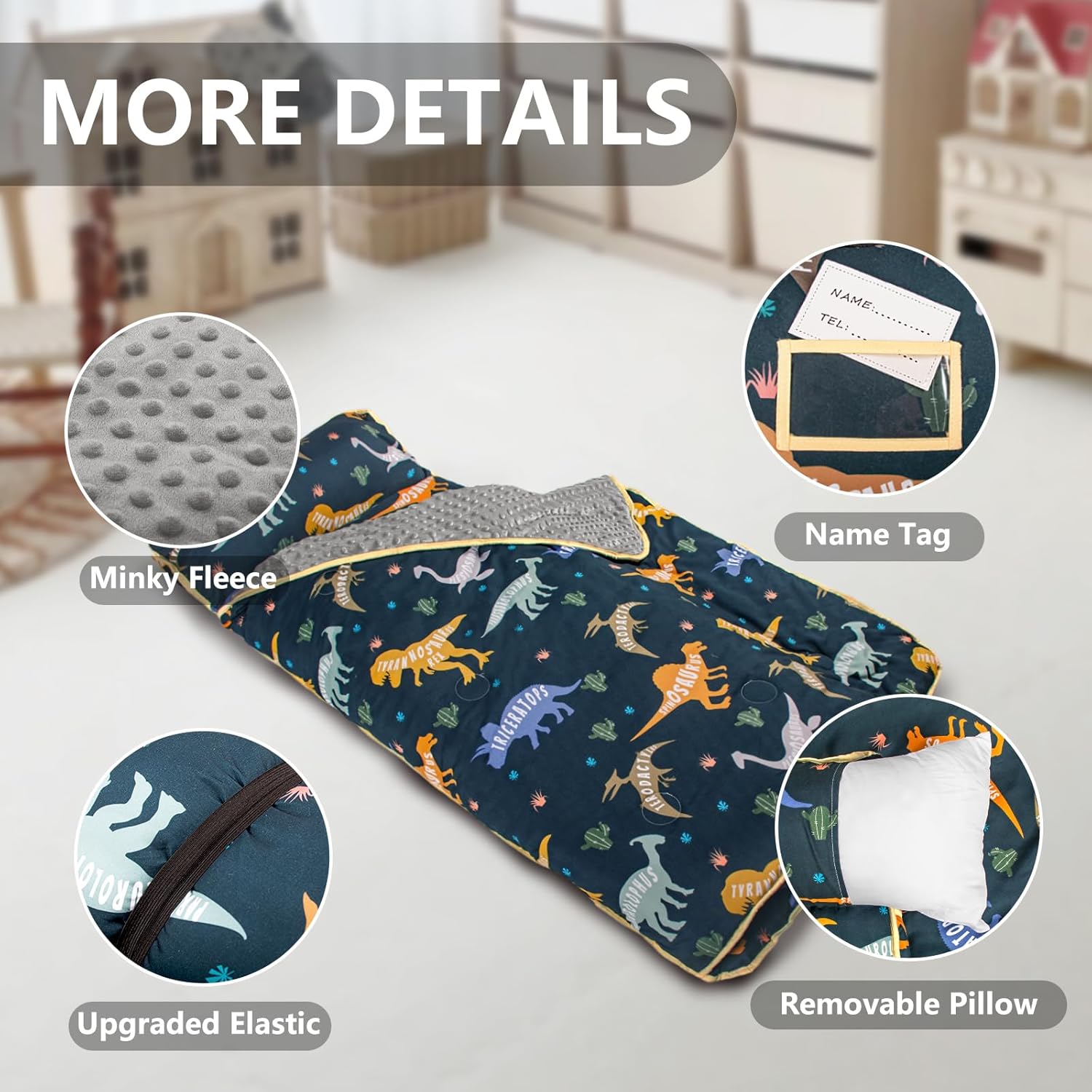Primlect Thickened Toddler Nap Mat with Pillow and Blanket