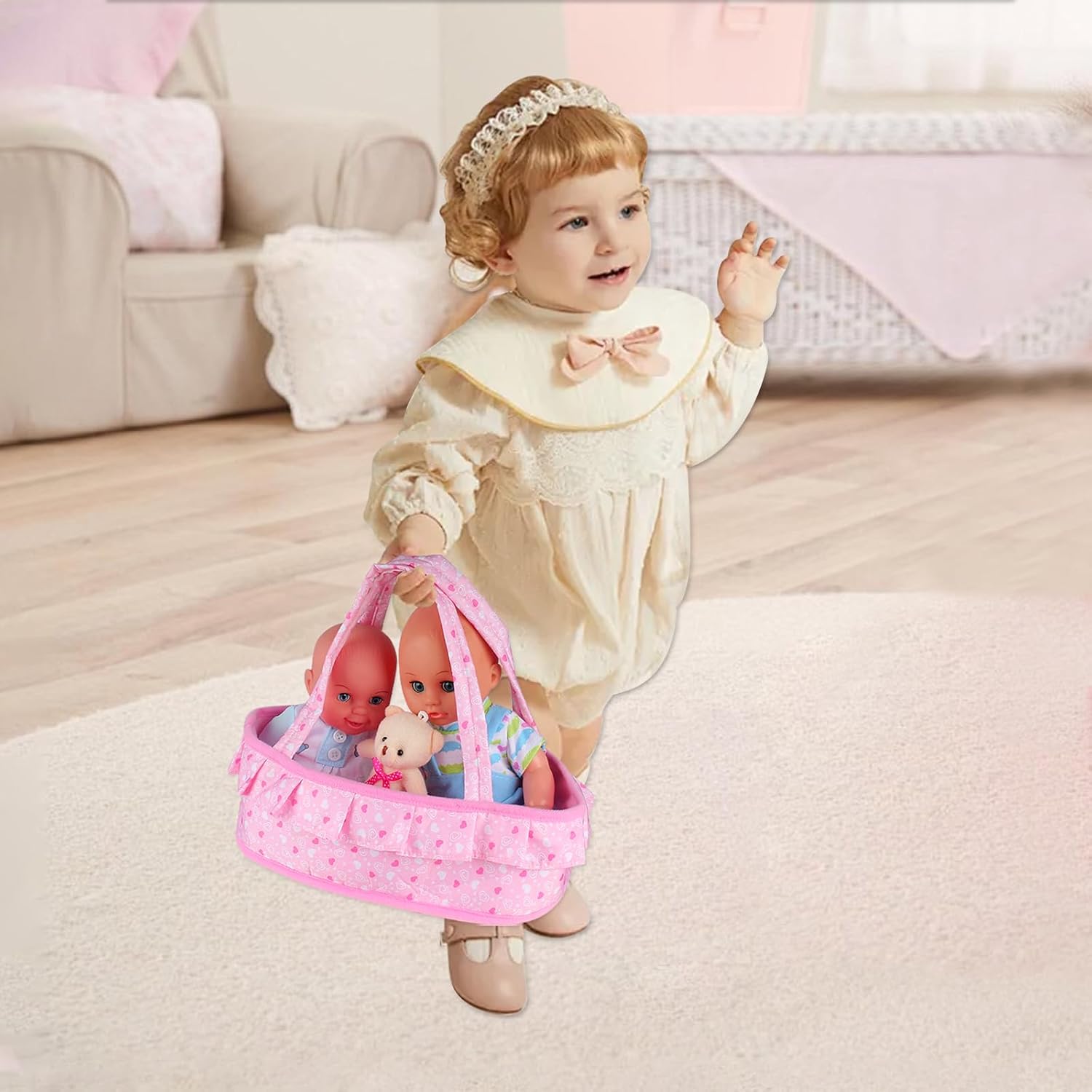 Young Buds Baby Doll Cradle Bassinet Portable Carrier