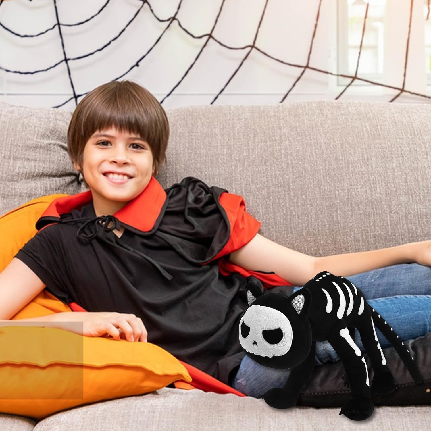 Halloween Black Cat Plush Toy 9 x 16