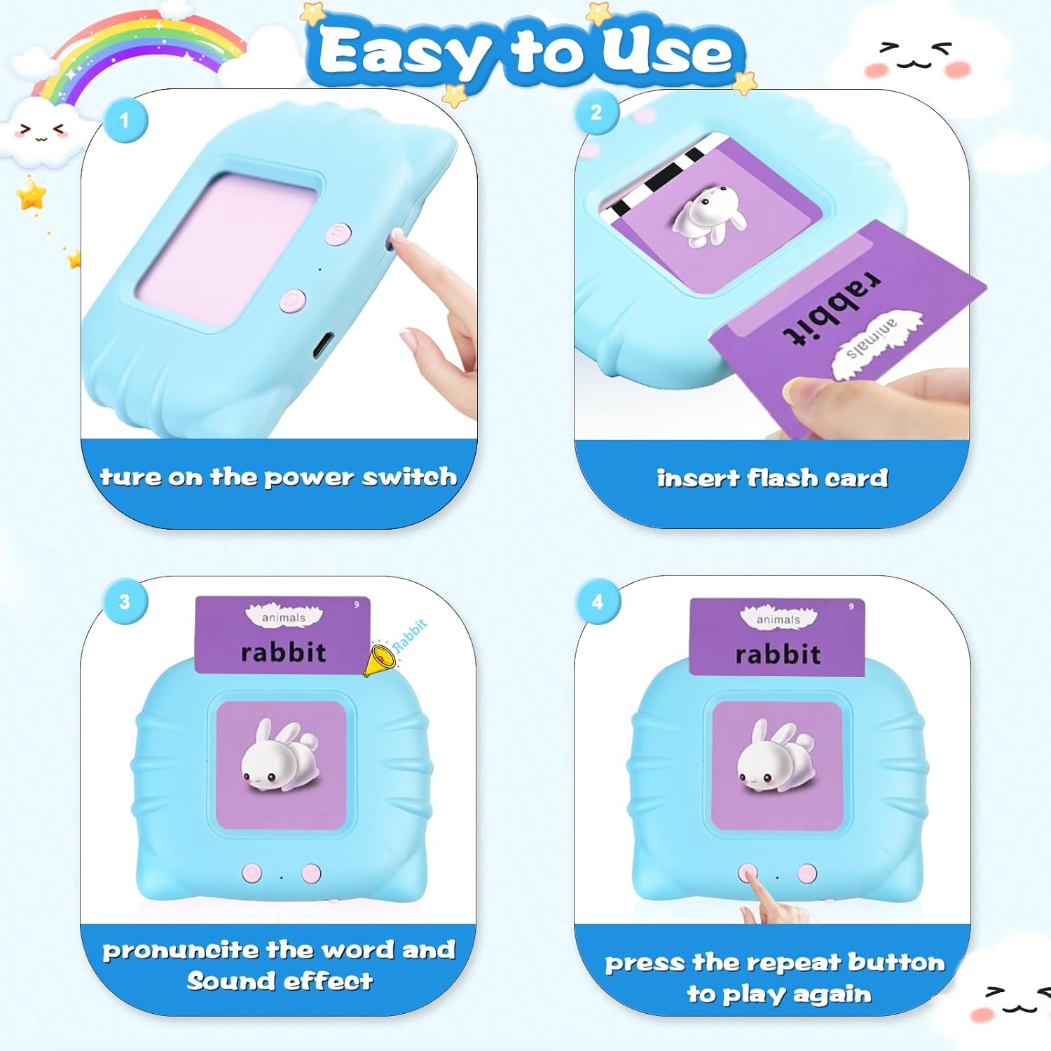 GOPIUPIU Talking Flash Cards for Toddlers 2-4 Years 1