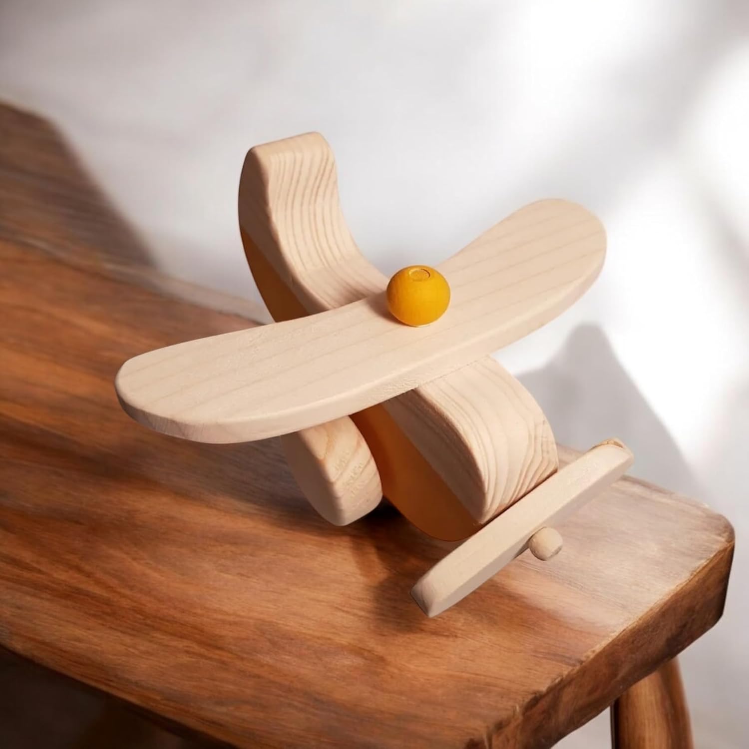Wooden Airplane Toy for Toddlers Handmade and Safe
