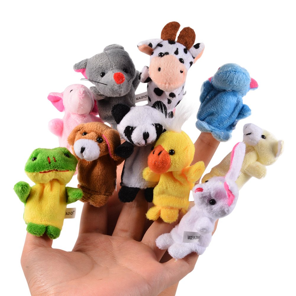 Acekid 10pcs Soft Velvet Animal Finger Puppets for Toddlers