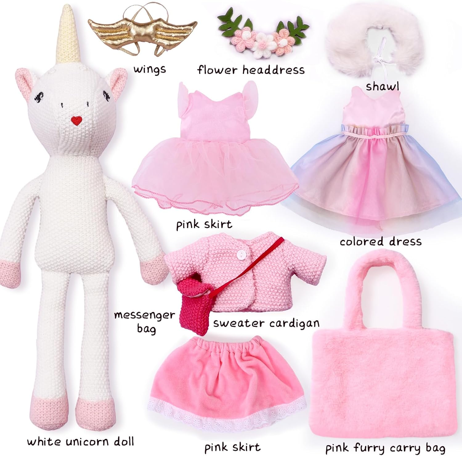 Toylink Unicorn Doll Stuffed Animal Toy Set for Girls