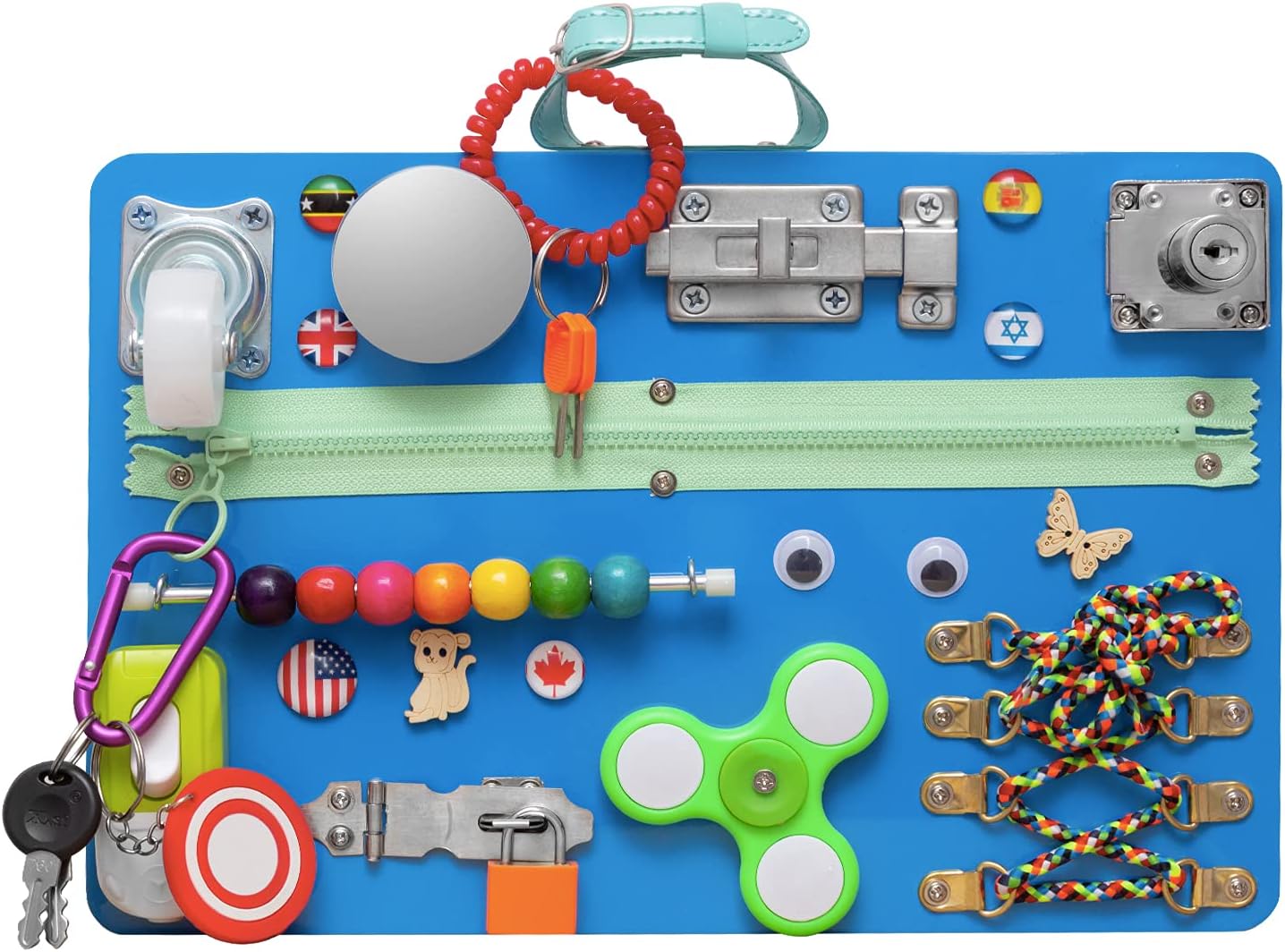 Montessori Locks Latches Board Educational Blue Toy