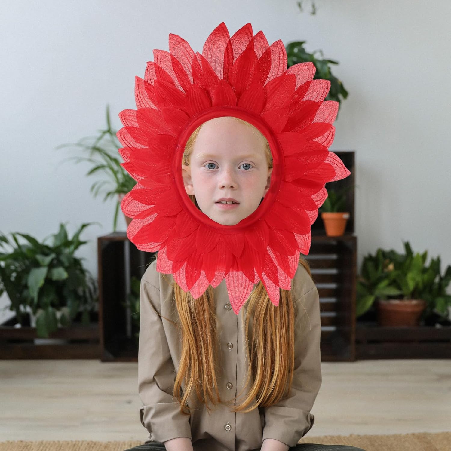 Luxshiny Red Flower Costume Headpiece Party Hat