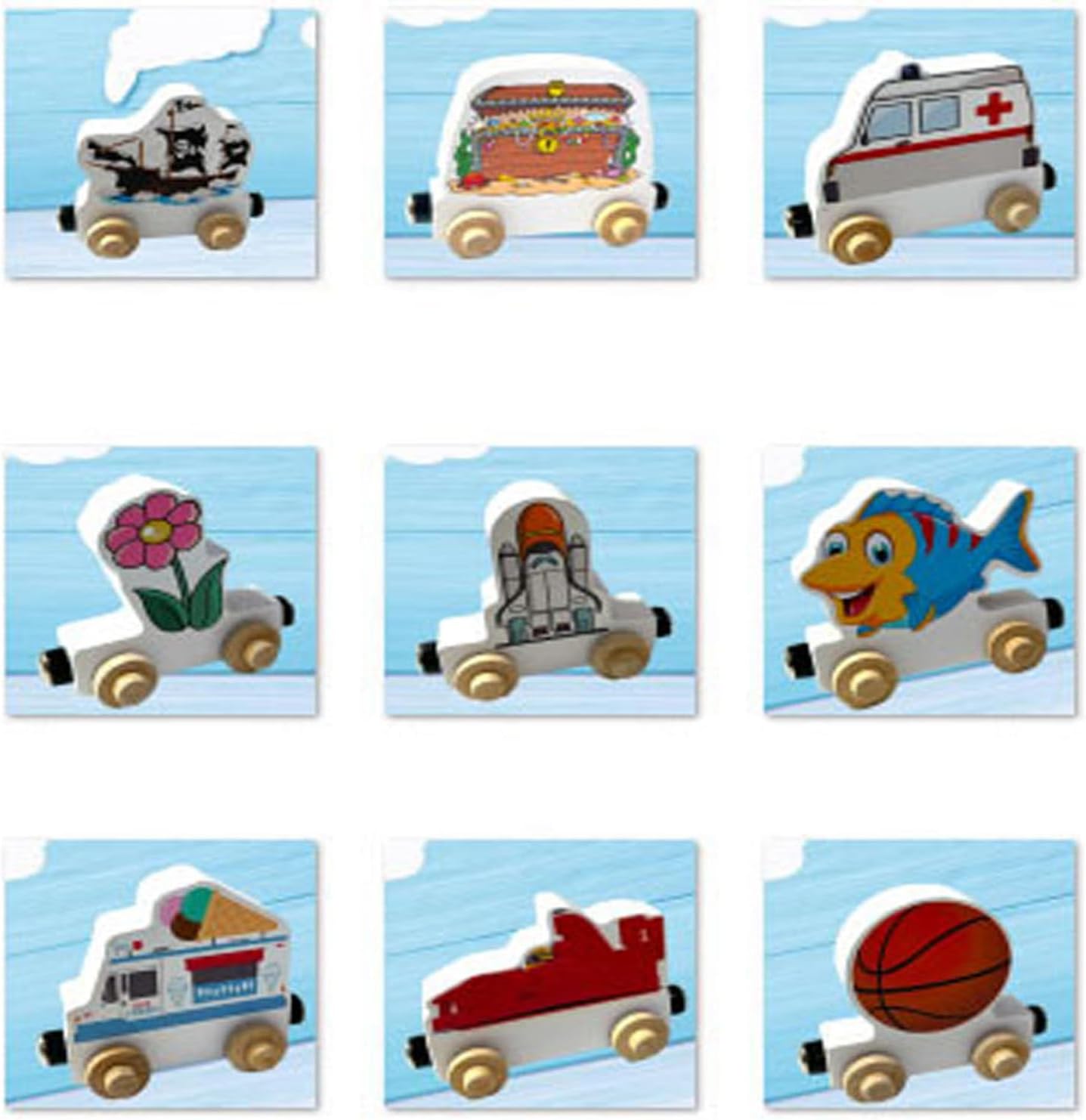 KIDZCO Wooden Character Train Puzzle with Magnets