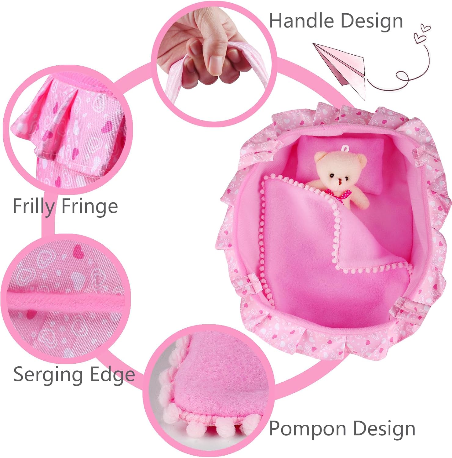 Young Buds Baby Doll Cradle Bassinet Portable Carrier
