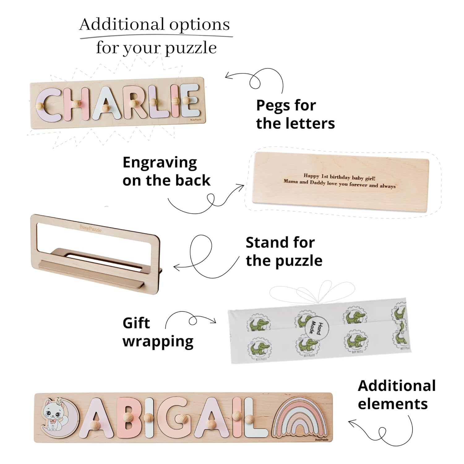 Personalized Wooden Name Puzzle for Baby Girl 1