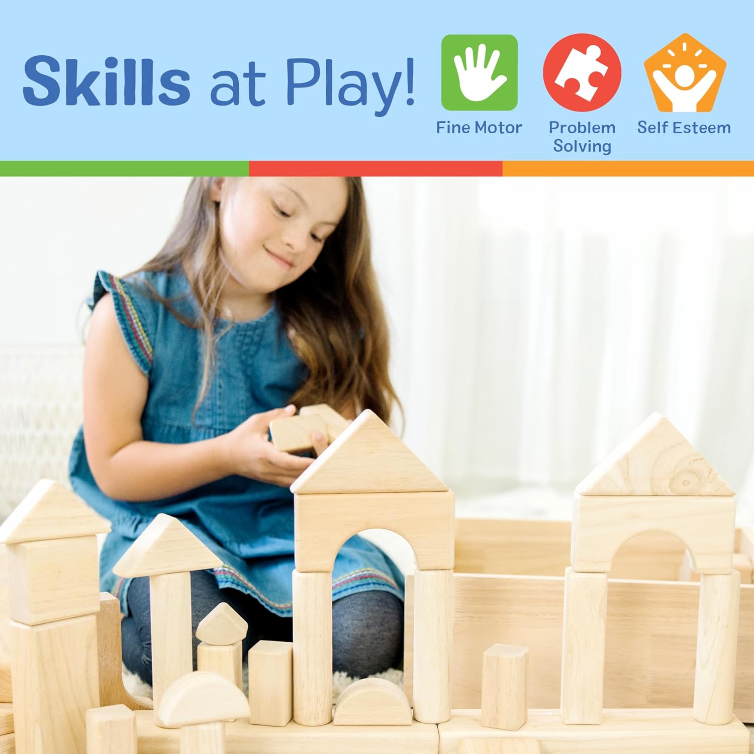 Melissa Doug 60pc Solid-Wood Building Blocks With Storage Tray