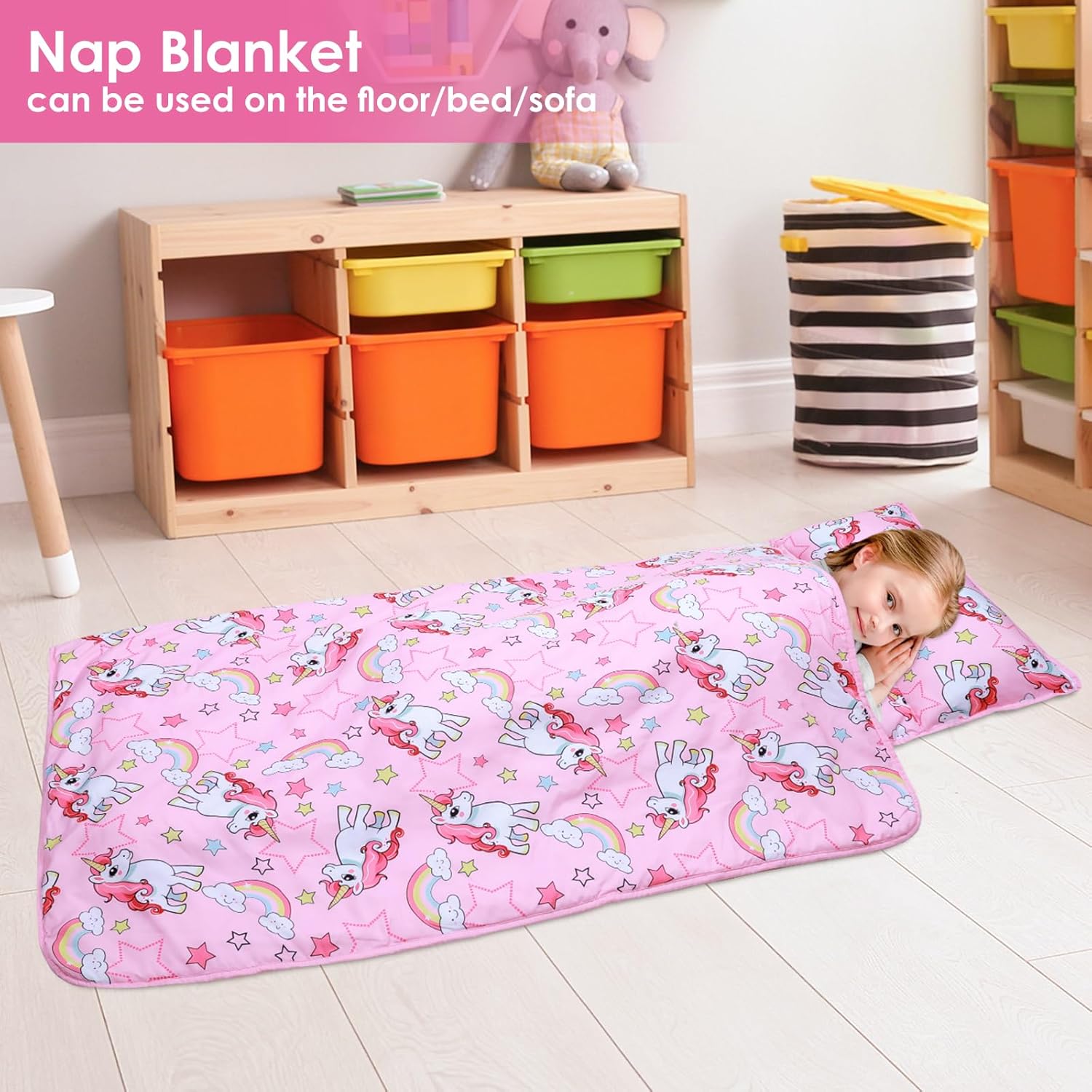 Kids Sleeping Bag Nap Mat with Pillow and Blanket 1