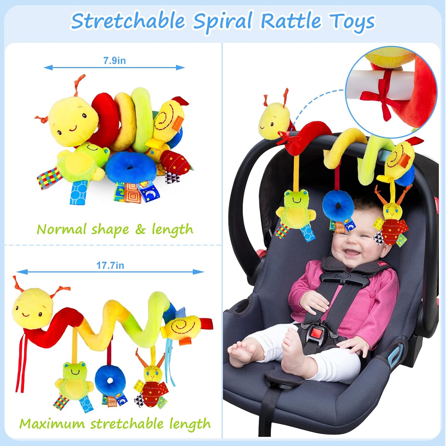 FPVERA Baby Crib Hanging Rattle Toy with Spiral Design and Ringing Bell