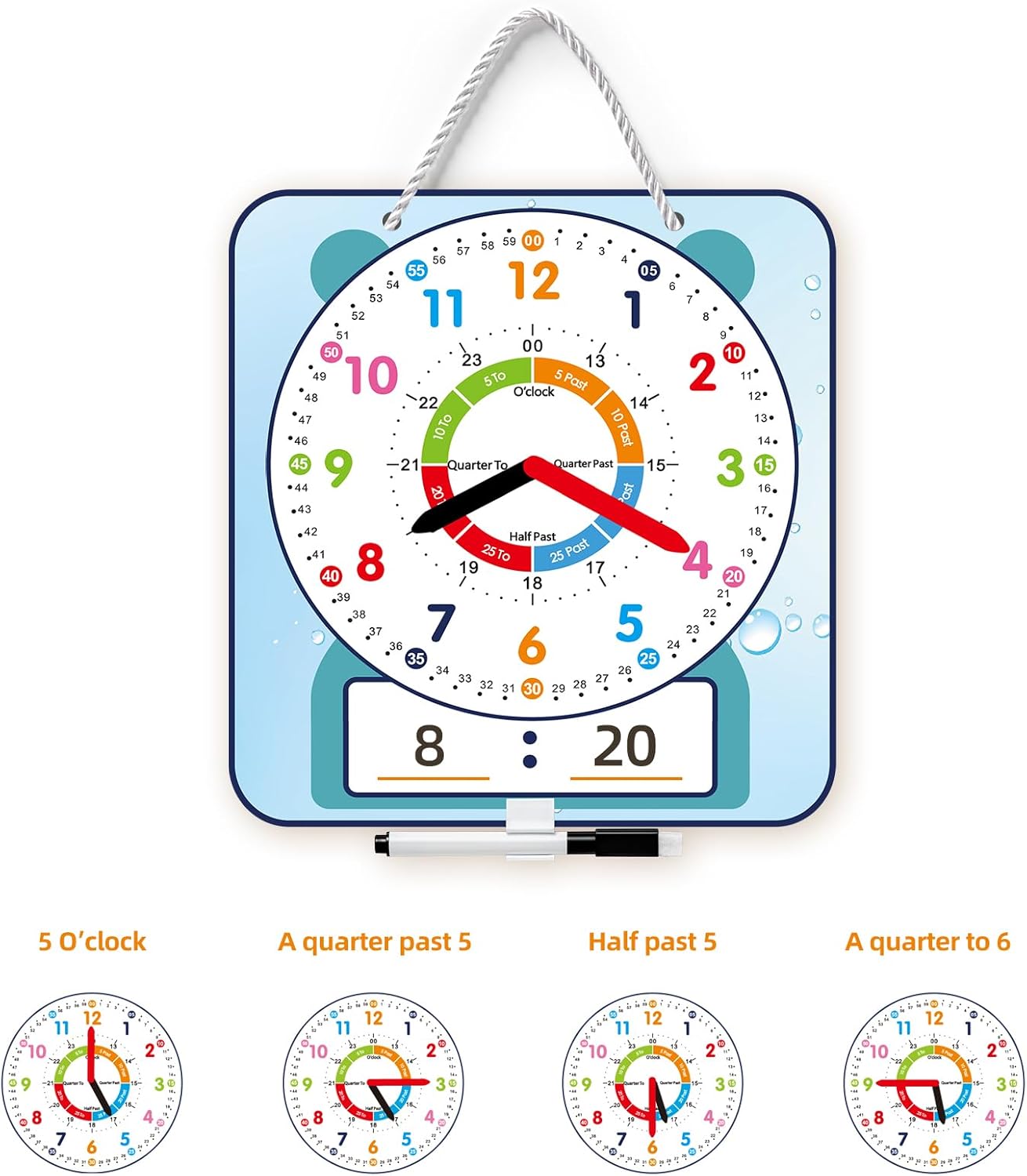 Cute Style 12 Magnetic Writable Teaching Clock