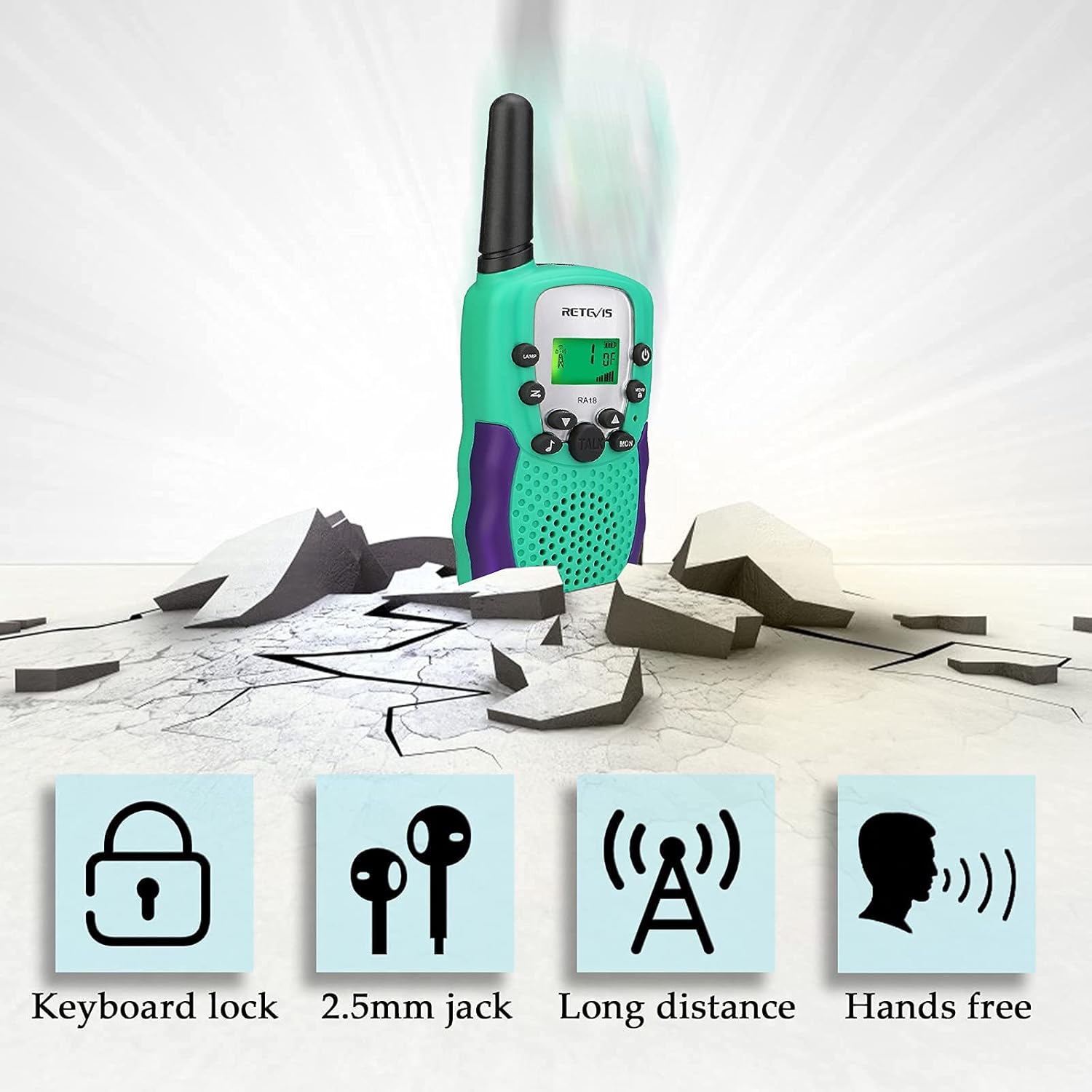 Retevis RA18 Walkie Talkie Set for Kids 6-12 Years Old Green