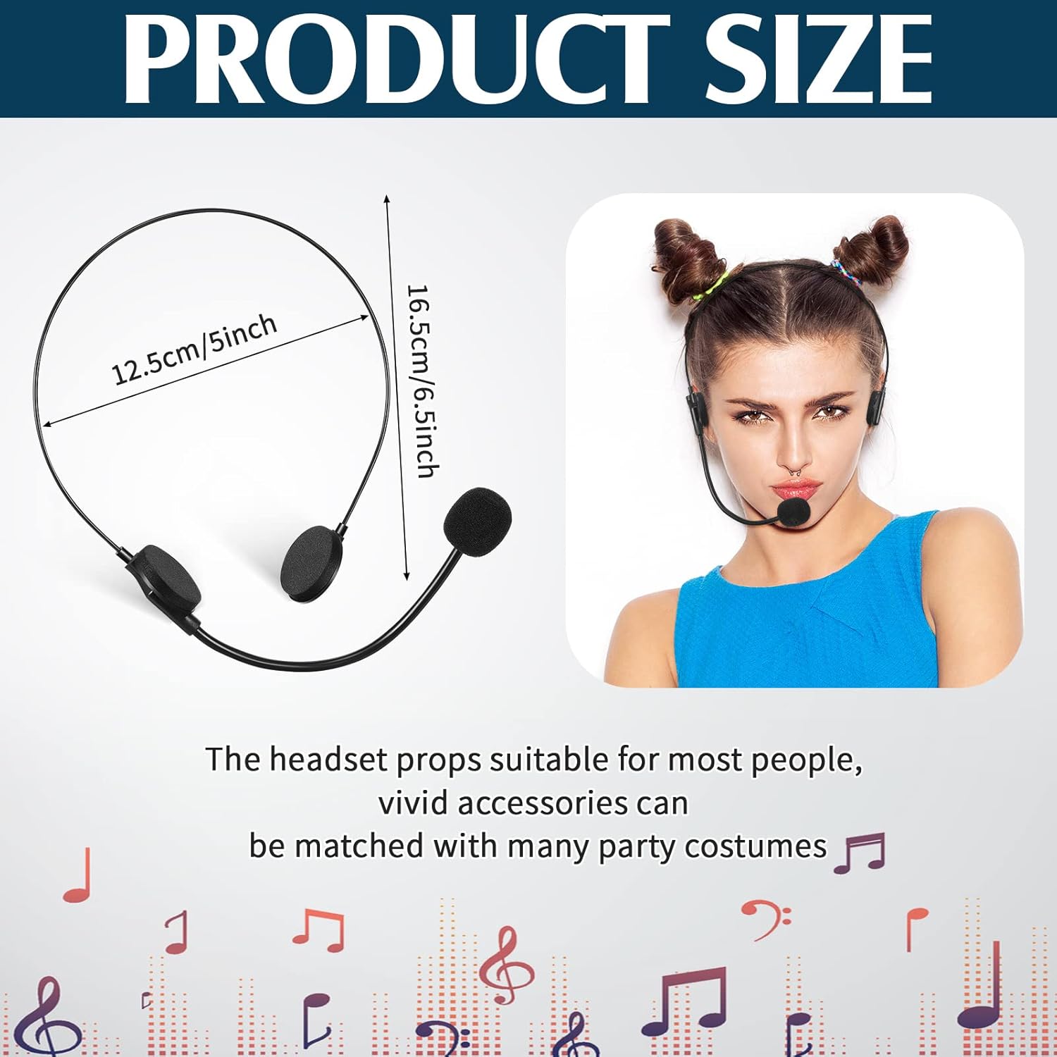 Zhanmai 4 Pcs Black Microphone Headset Costume Props