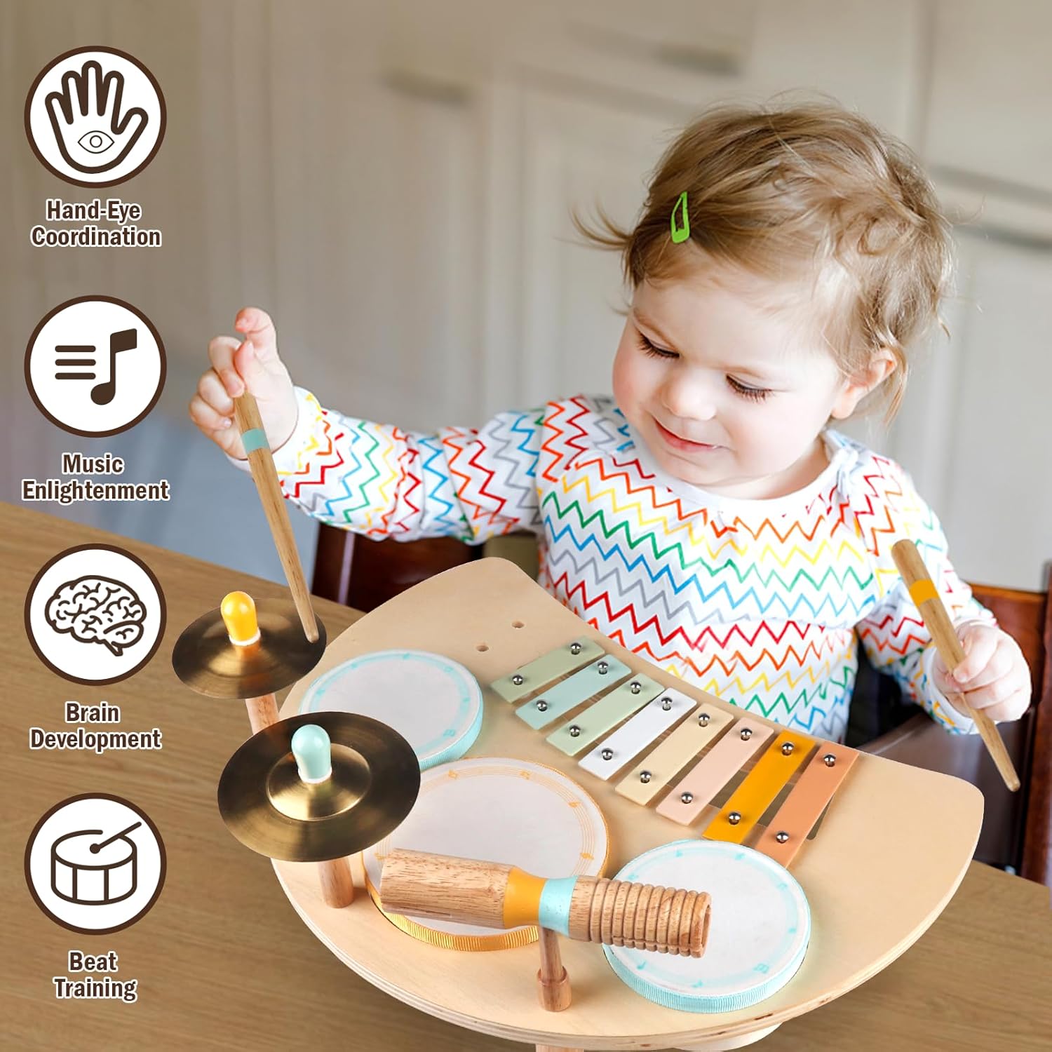 Montessori Drum Set for Toddlers 1-3 Years