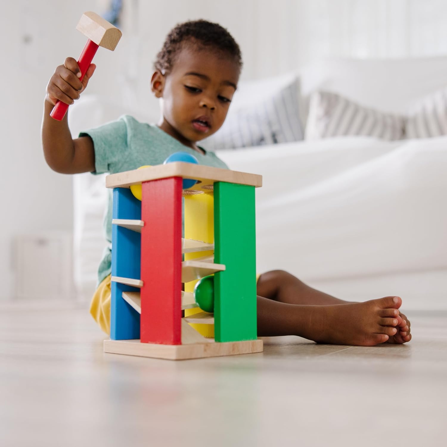 Melissa Doug Deluxe Pound and Roll Wooden Tower Toy