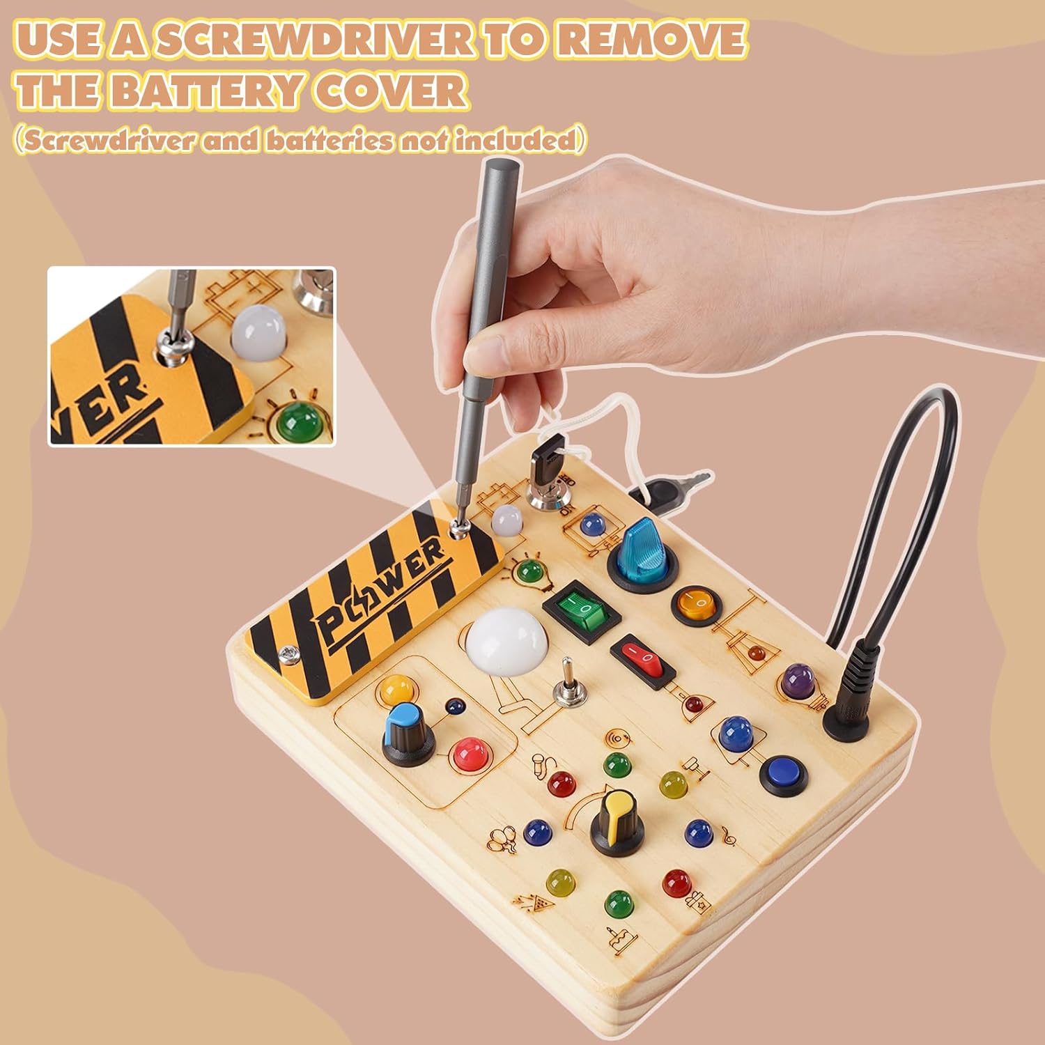 Joyreal Montessori Busy Board with LED Lights for Toddlers