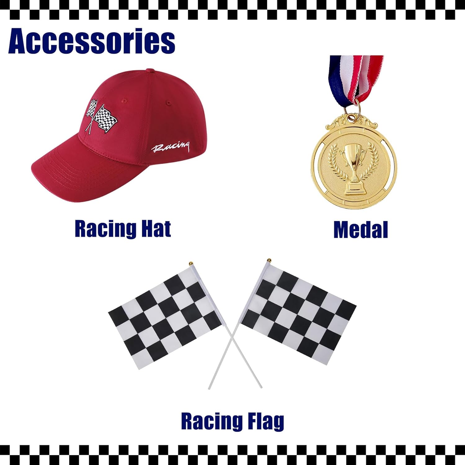 Race Car Driver Costume for Kids with Cap and Flag