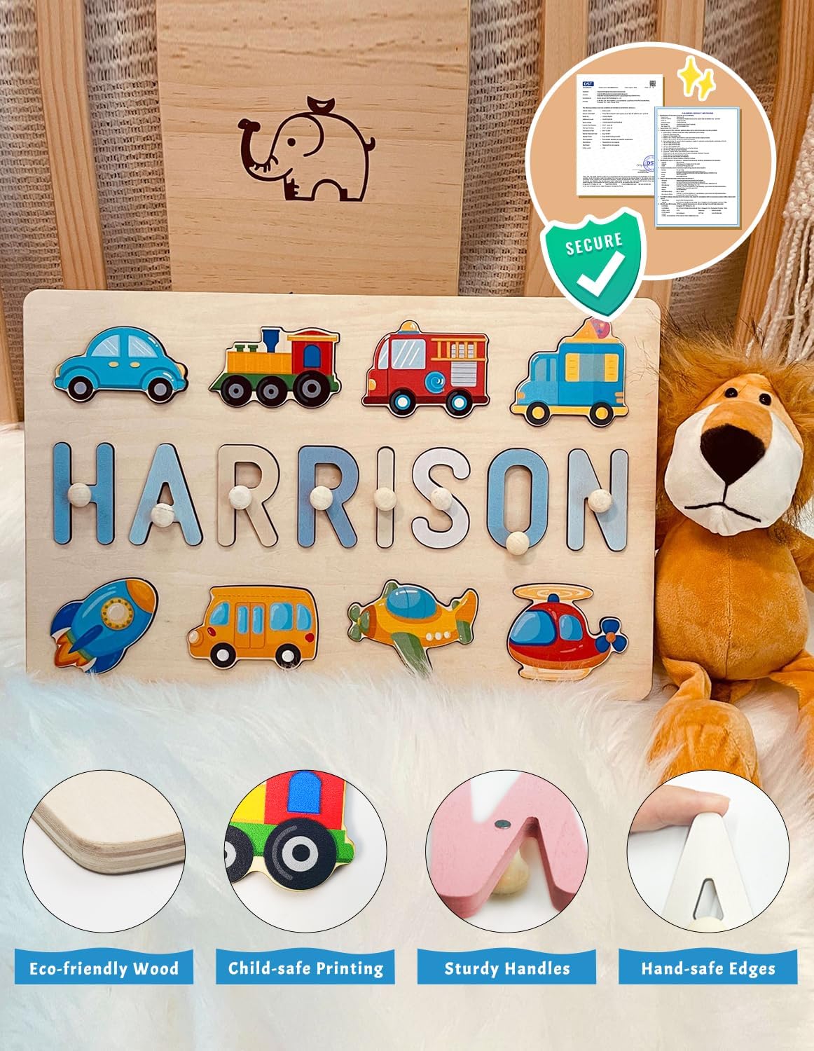 Personalized Name Puzzle with Custom Blessing for Toddlers