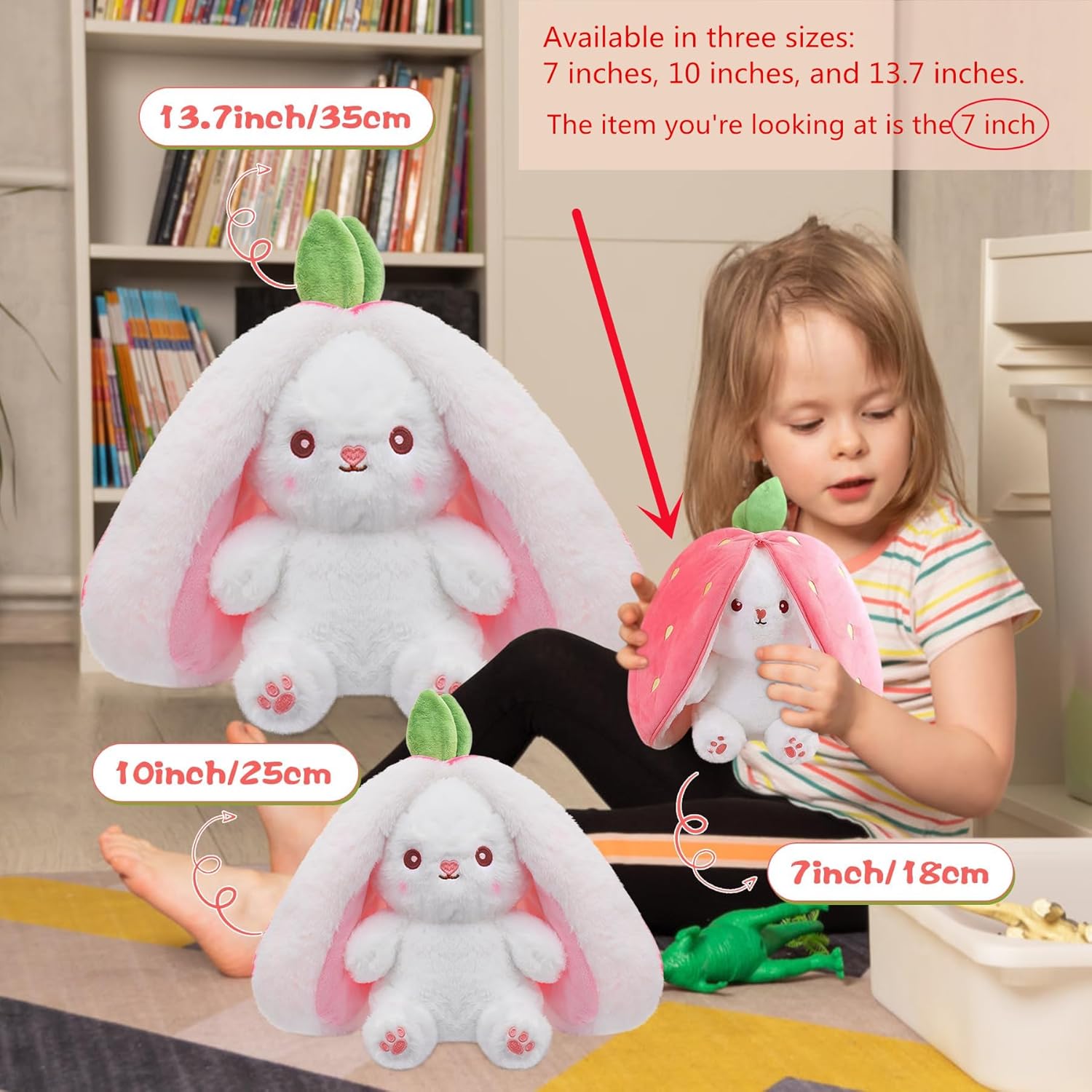 MIAODAM Reversible Cuddle Bunny Plush Toy