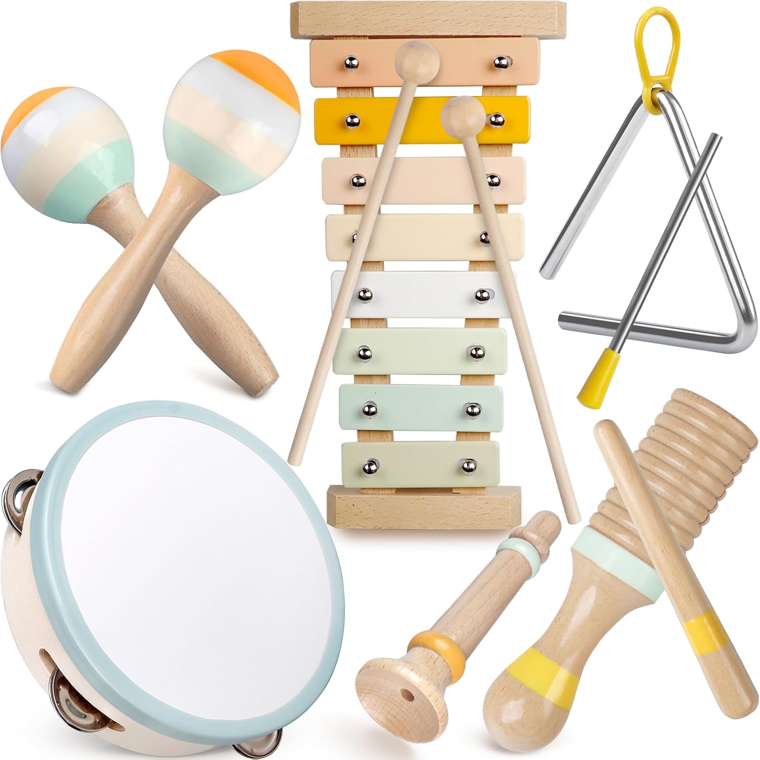 Rmischolar Wooden Music Toy Set for Toddlers 1-3