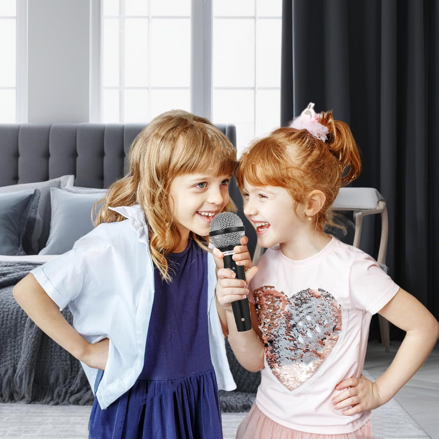 Sealhuan Fake Microphone Toy for Kids Black Pretend Mic