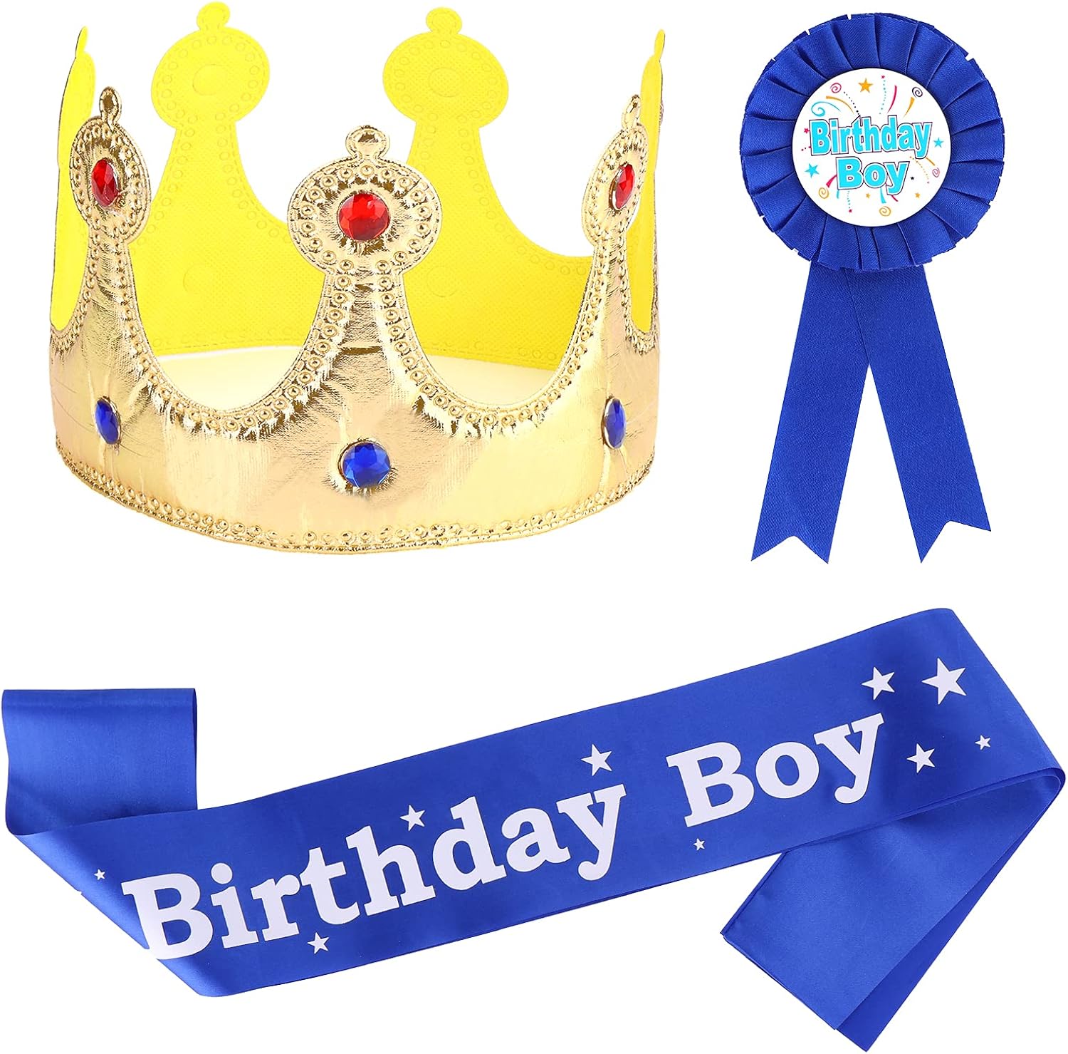 Birthday Boy Costume Set - Crown Sash Button Pin