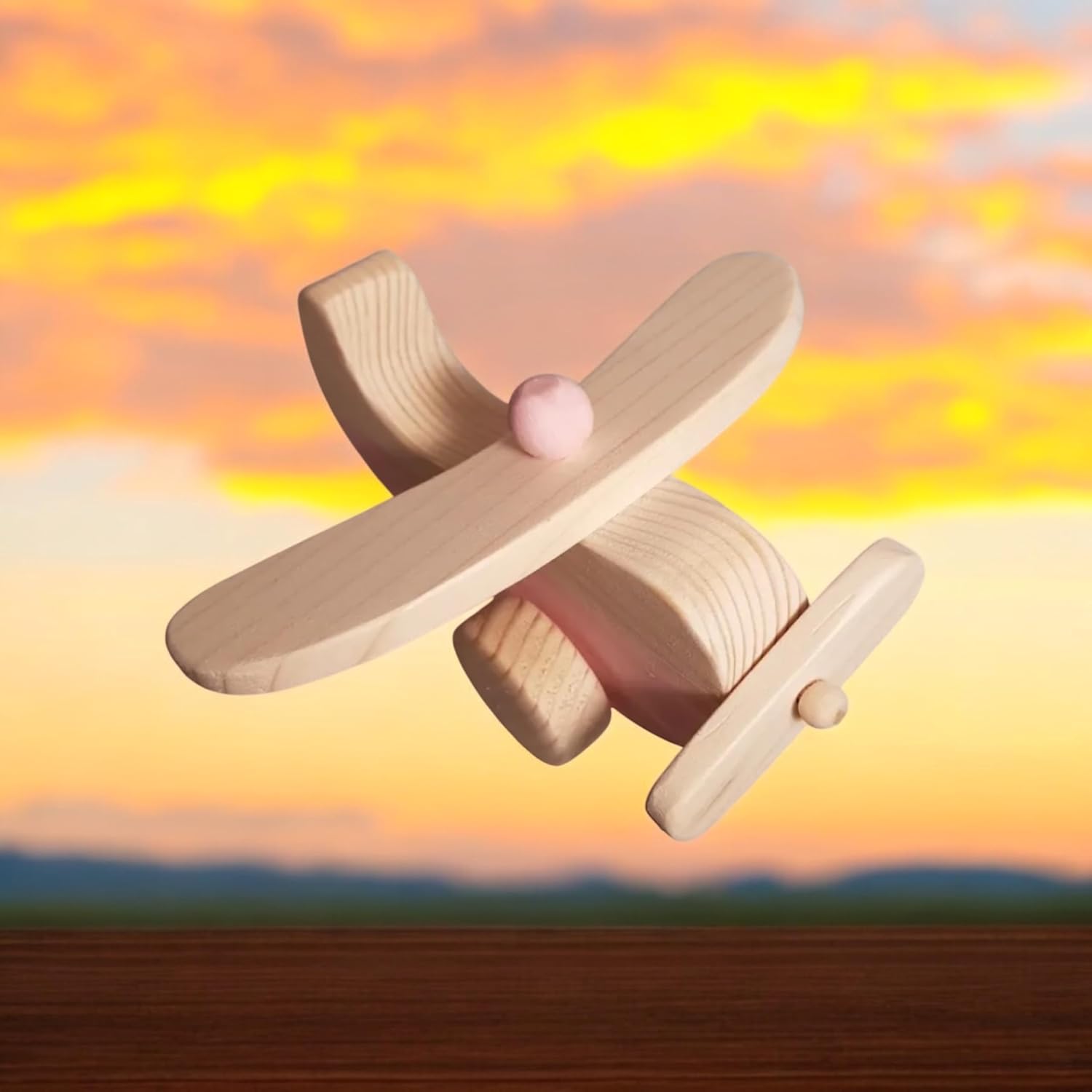 Wooden Airplane Toy for Toddlers Handmade and Natural