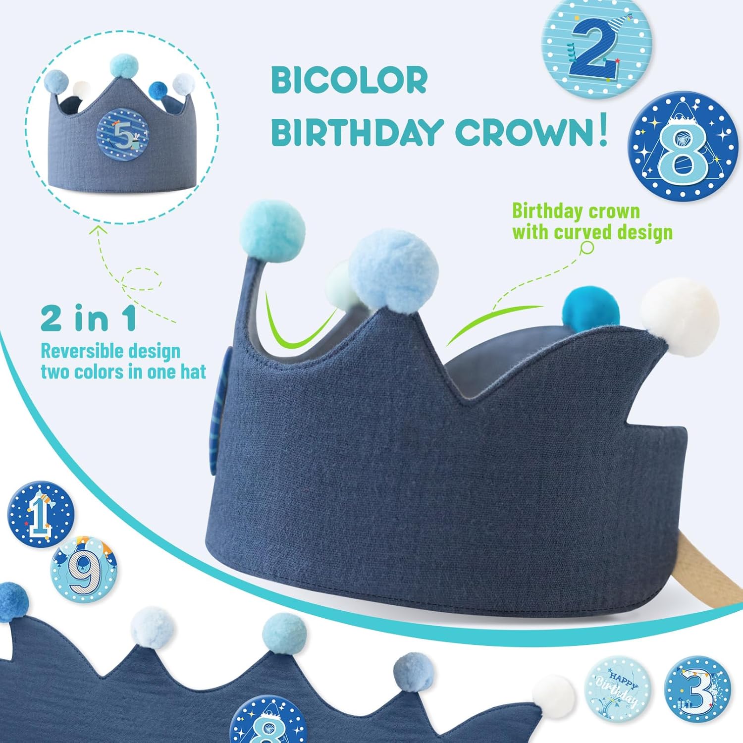 Ulibanner Reusable Birthday Crown with Numbers