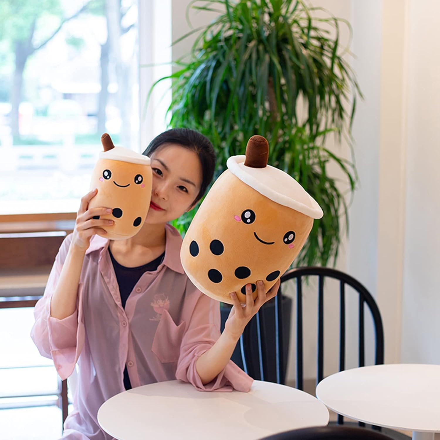 Cute Boba Plush Pillow for Kids Soft Hugging Stuffed Toy