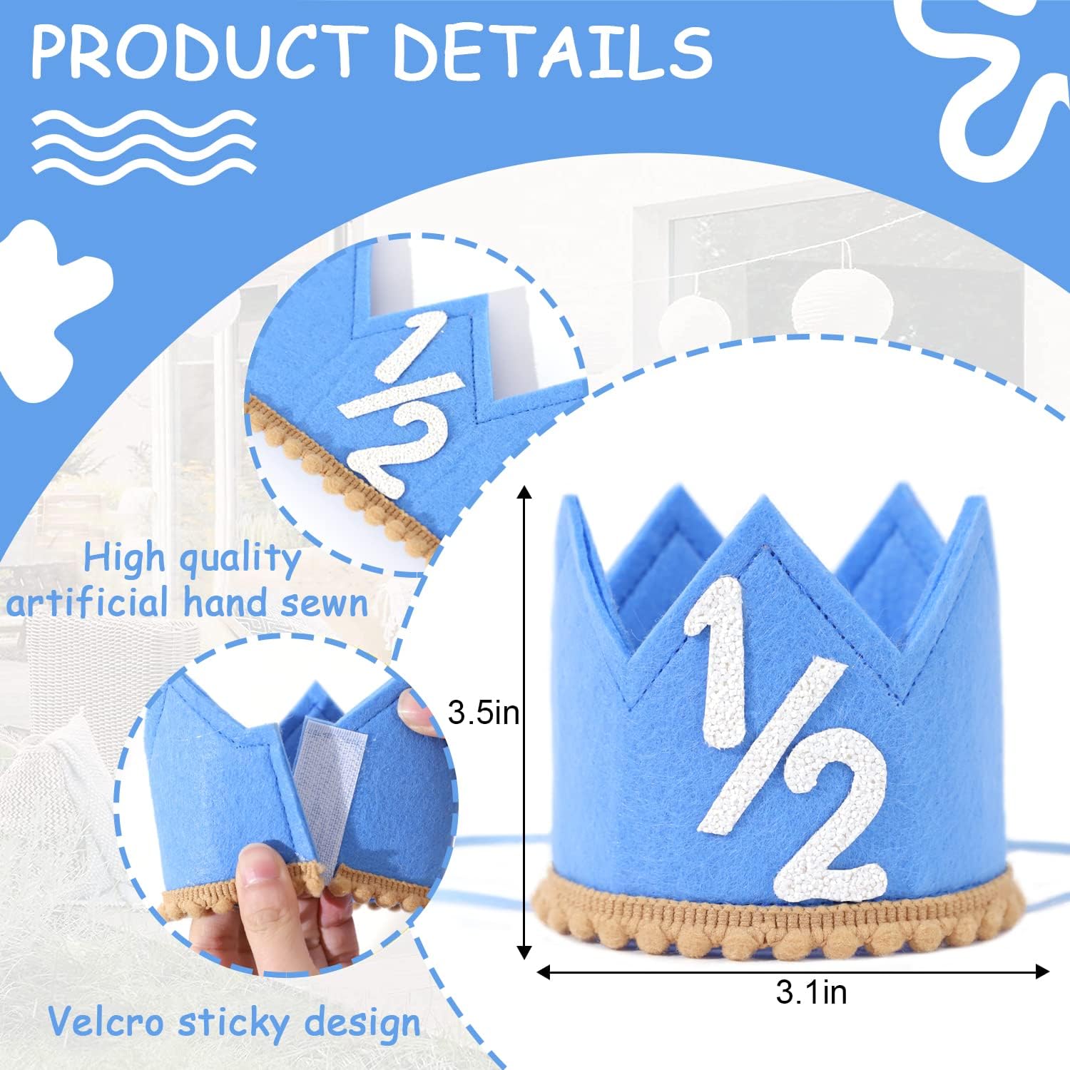 SYESQL Half Birthday Crown Hat for Baby Girls Boys