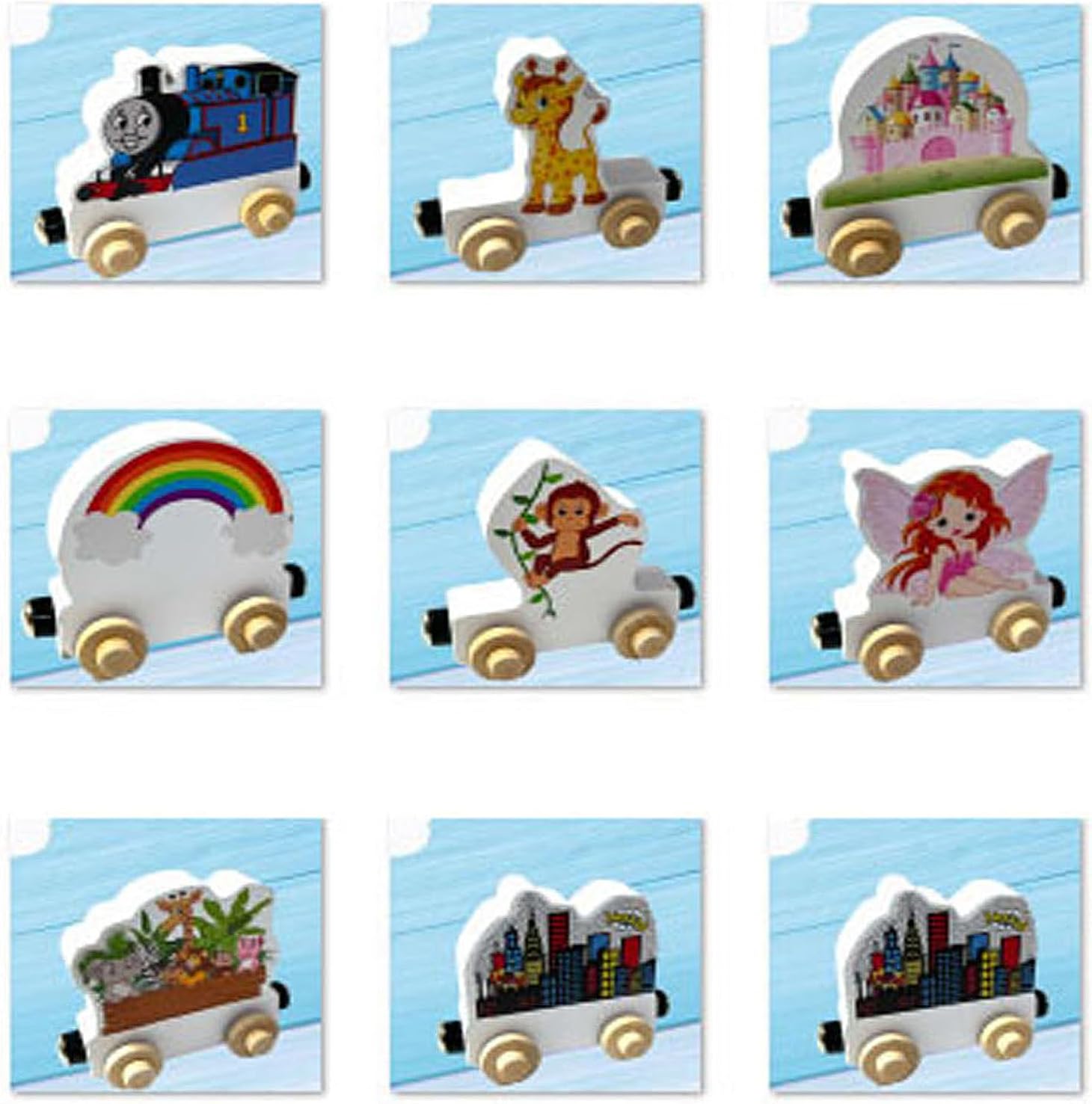 KIDZCO Wooden Character Train Puzzle with Magnets